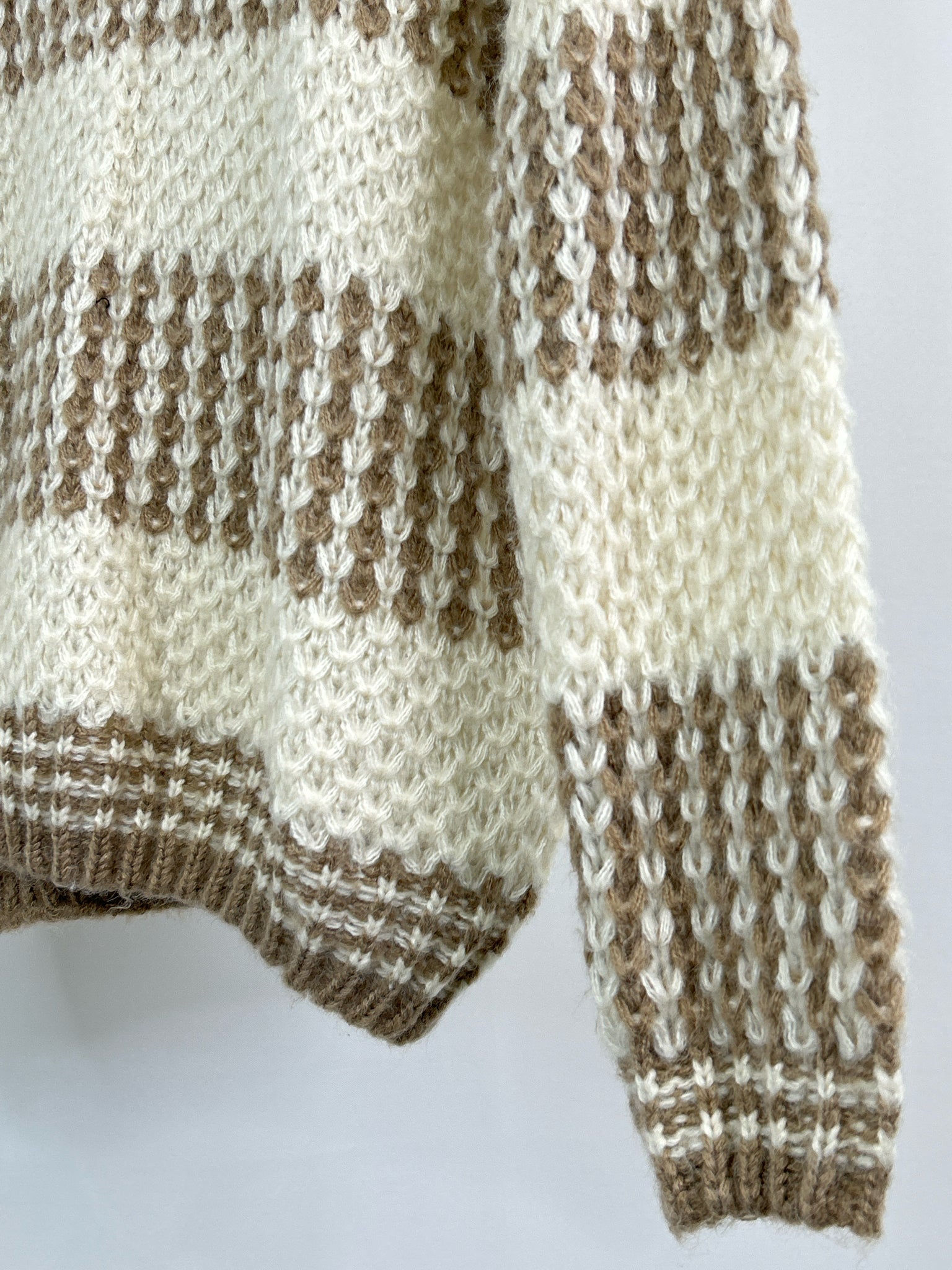 GREY BANDIT Size S White and Taupe Women Sweater