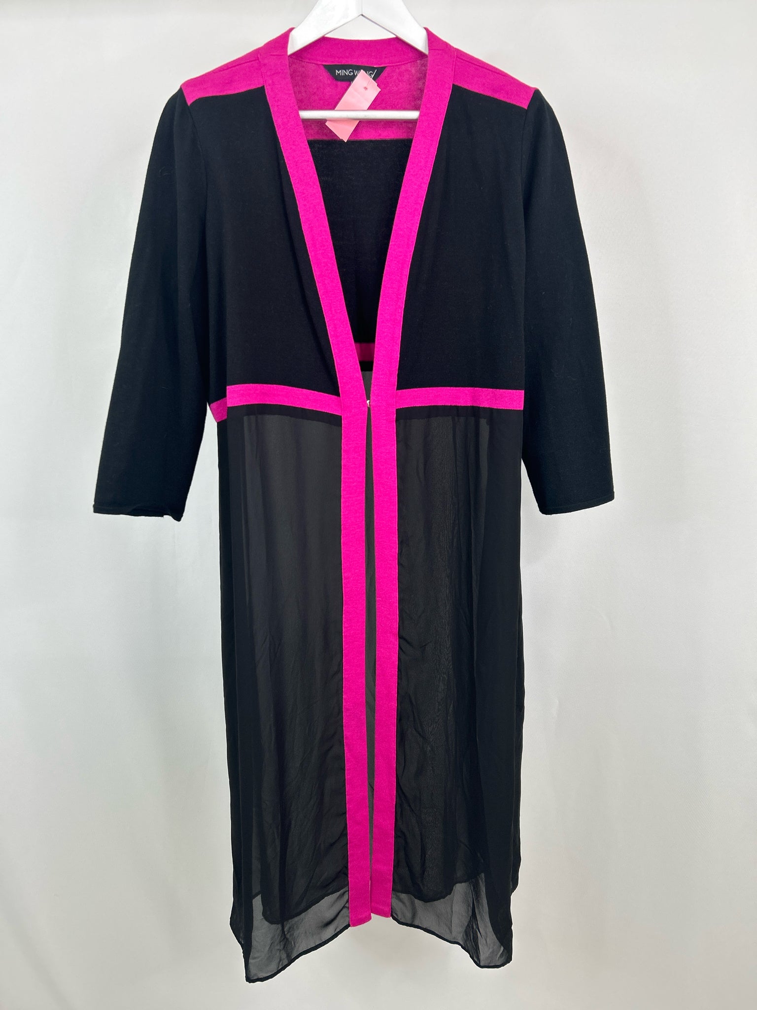 MING WANG Size XL BLACK AND PINK Women Cardigan
