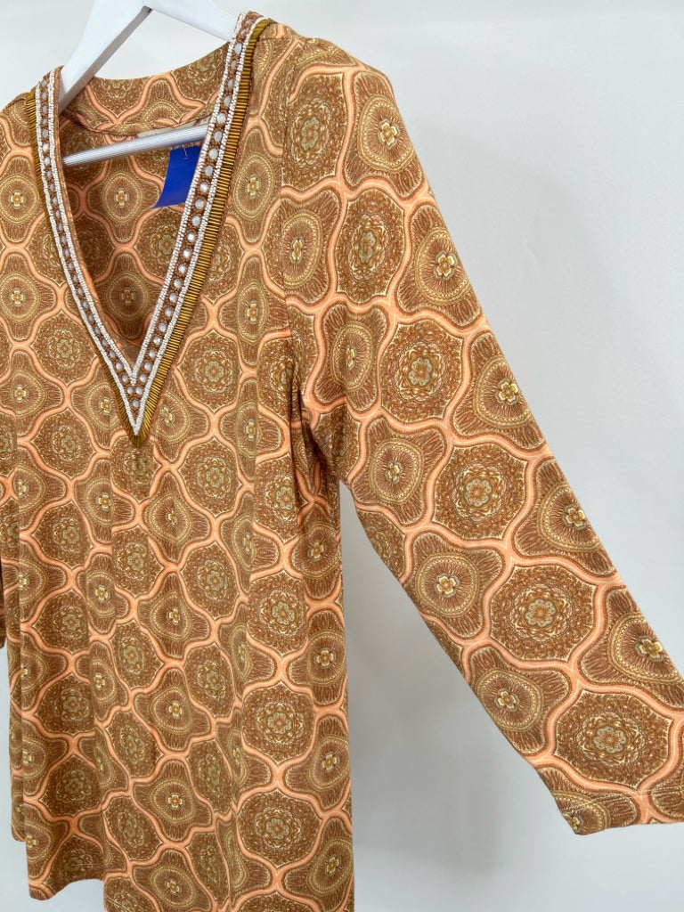 SOFT SURROUNDINGS Size M Gold Print Women's Tunic
