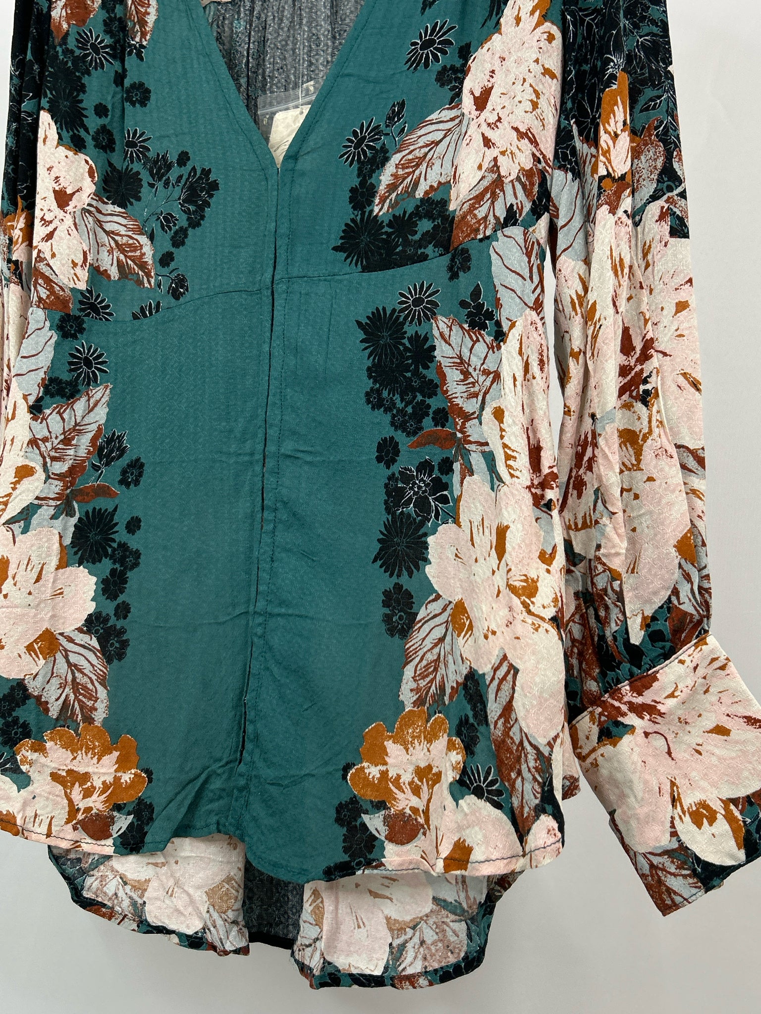 FREE PEOPLE Size S Teal Print Women Tunic NWT