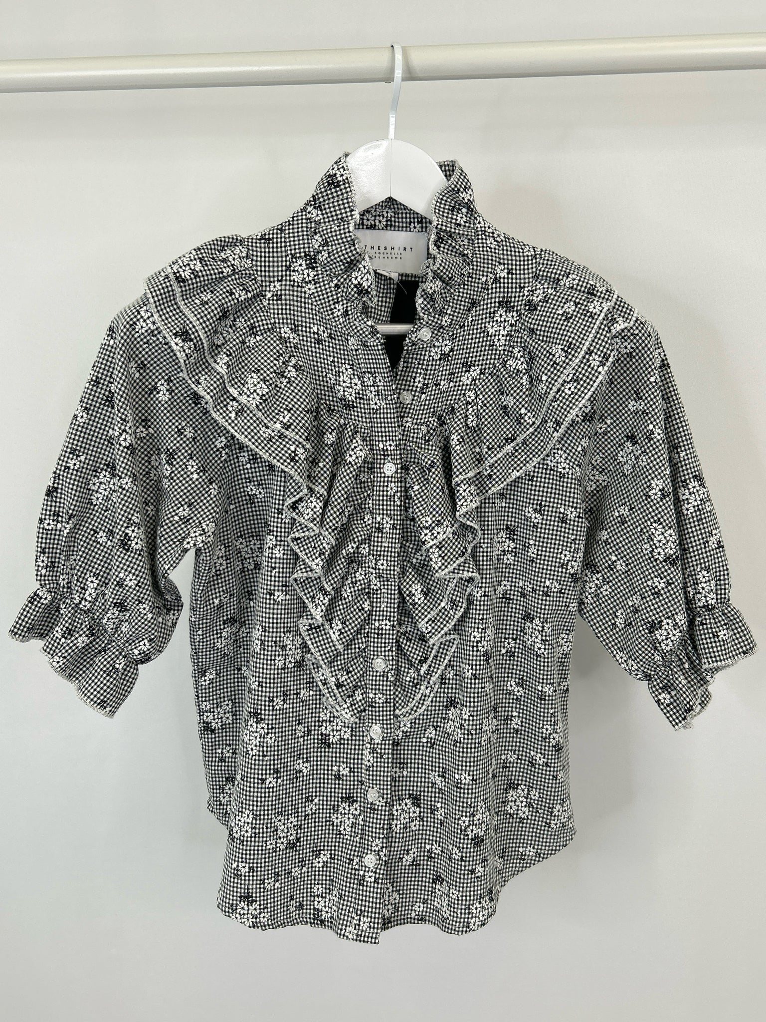 THE SHIRT BY ROCHELLE BEHRENS Size M White and black Women Blouse