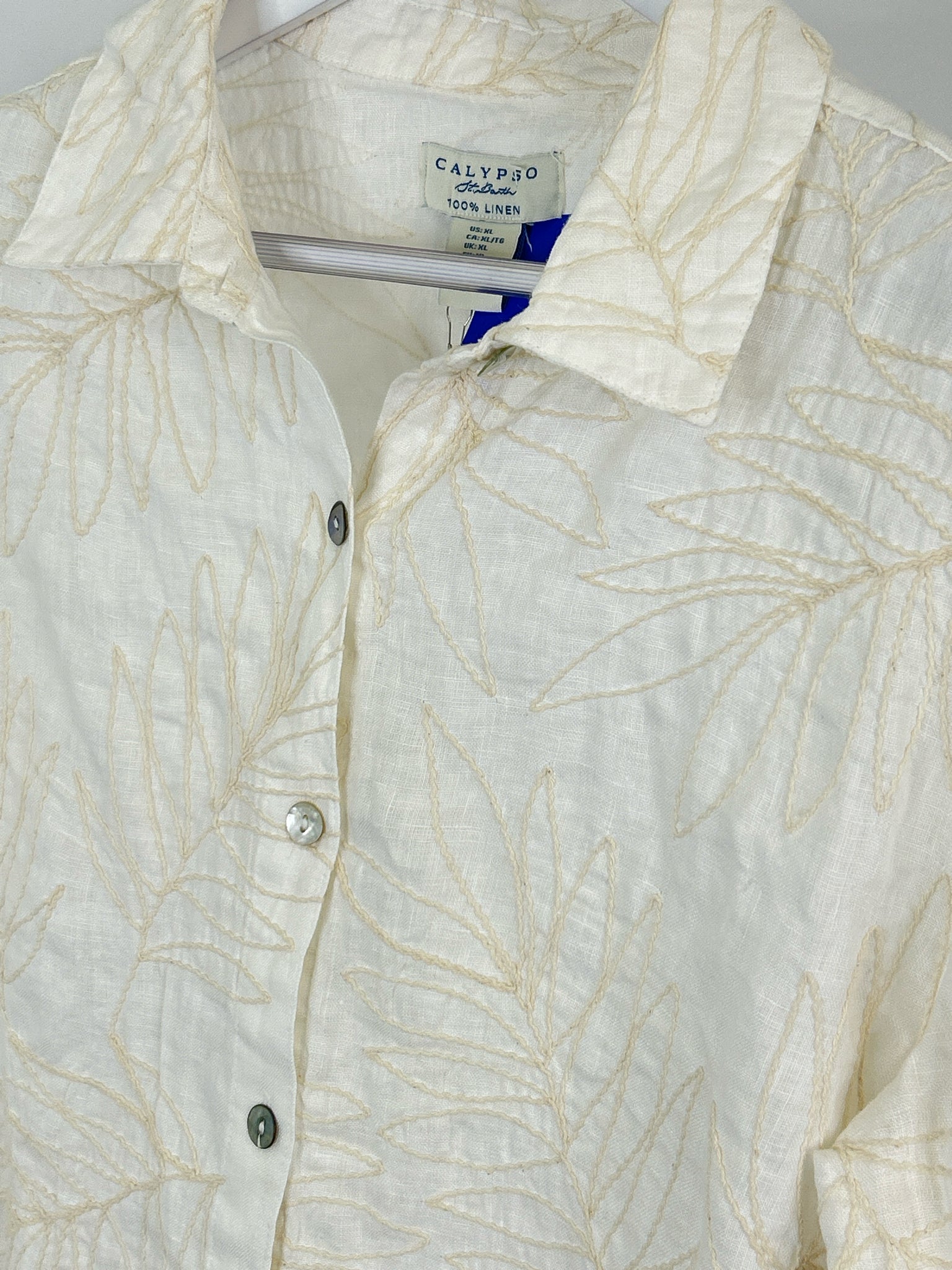 calypso st barth Size XL White Print Women Blouse
