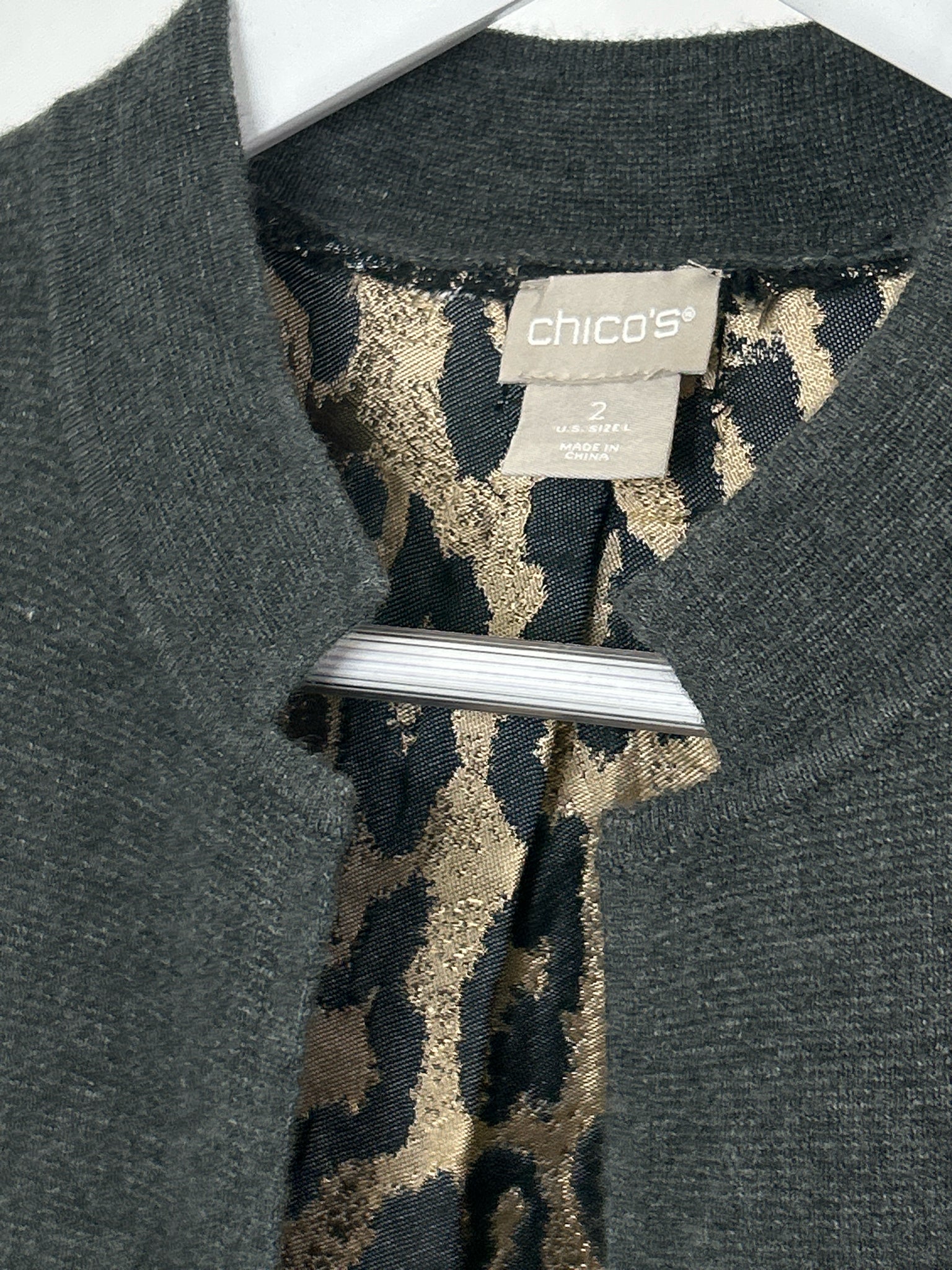 CHICO'S Size L Charcoal Women Cardigan NWT