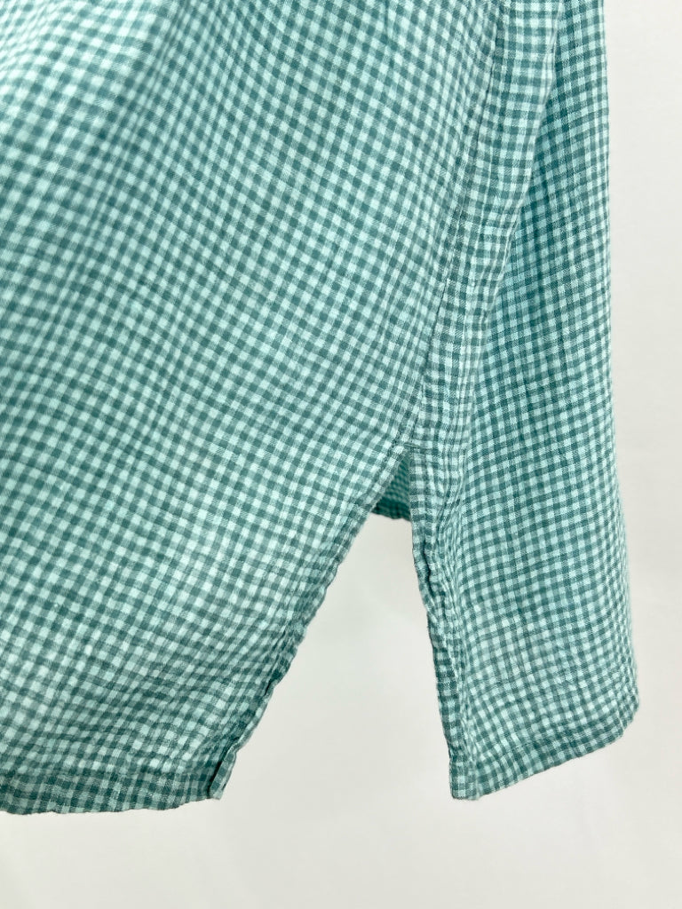 EILEEN FISHER Size XL Green Checkered Women's Top