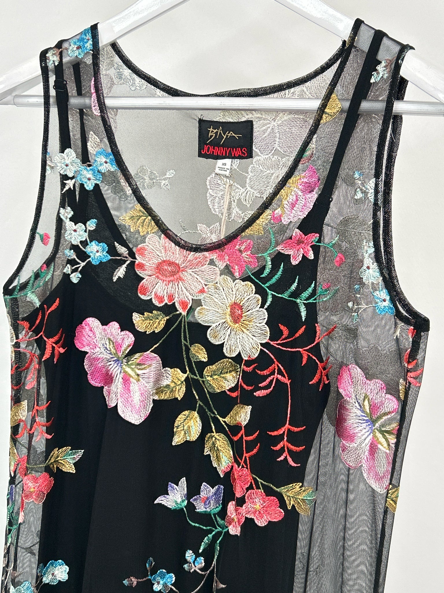 JOHNNY WAS Size XS Black Floral Women 2-Piece w/dress