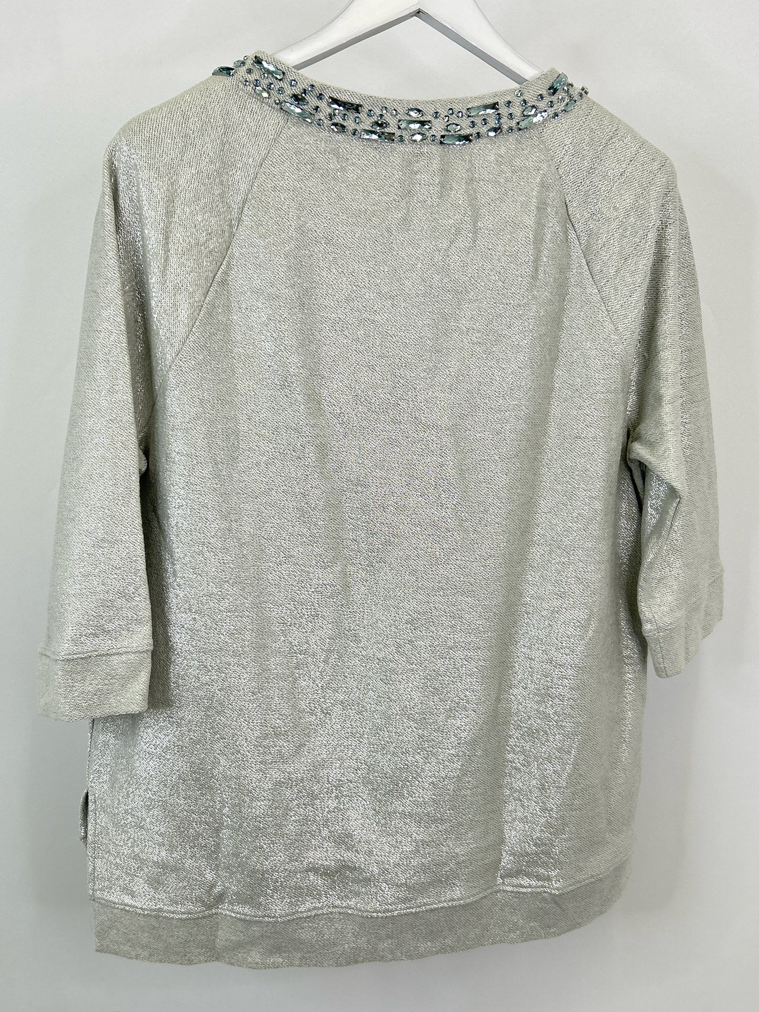 CHICO'S Size 8 Silver Women Sweatshirt Top NWT