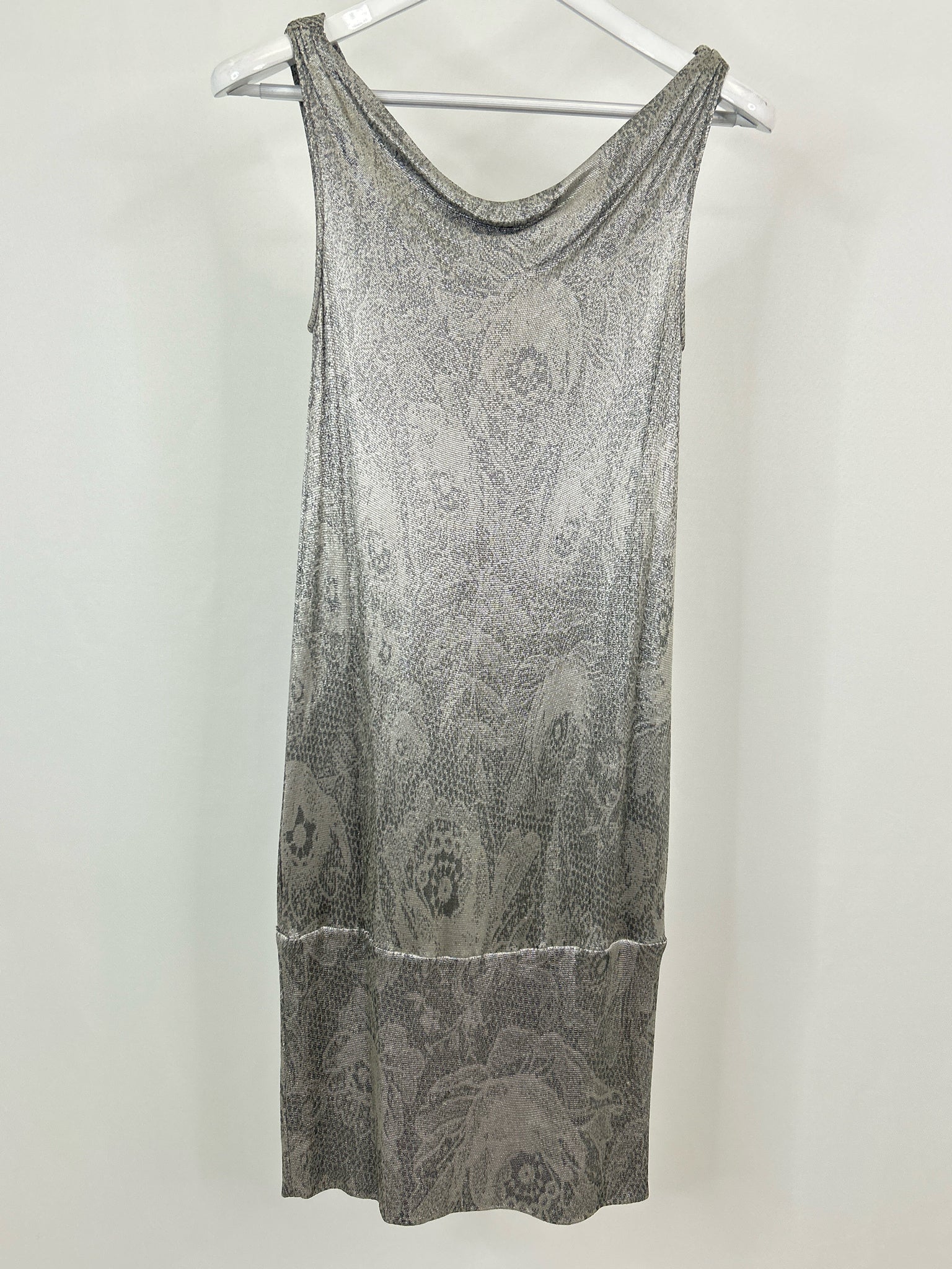DIANE VON FURSTENBERG Size 2 Silver Metallic Women Dress