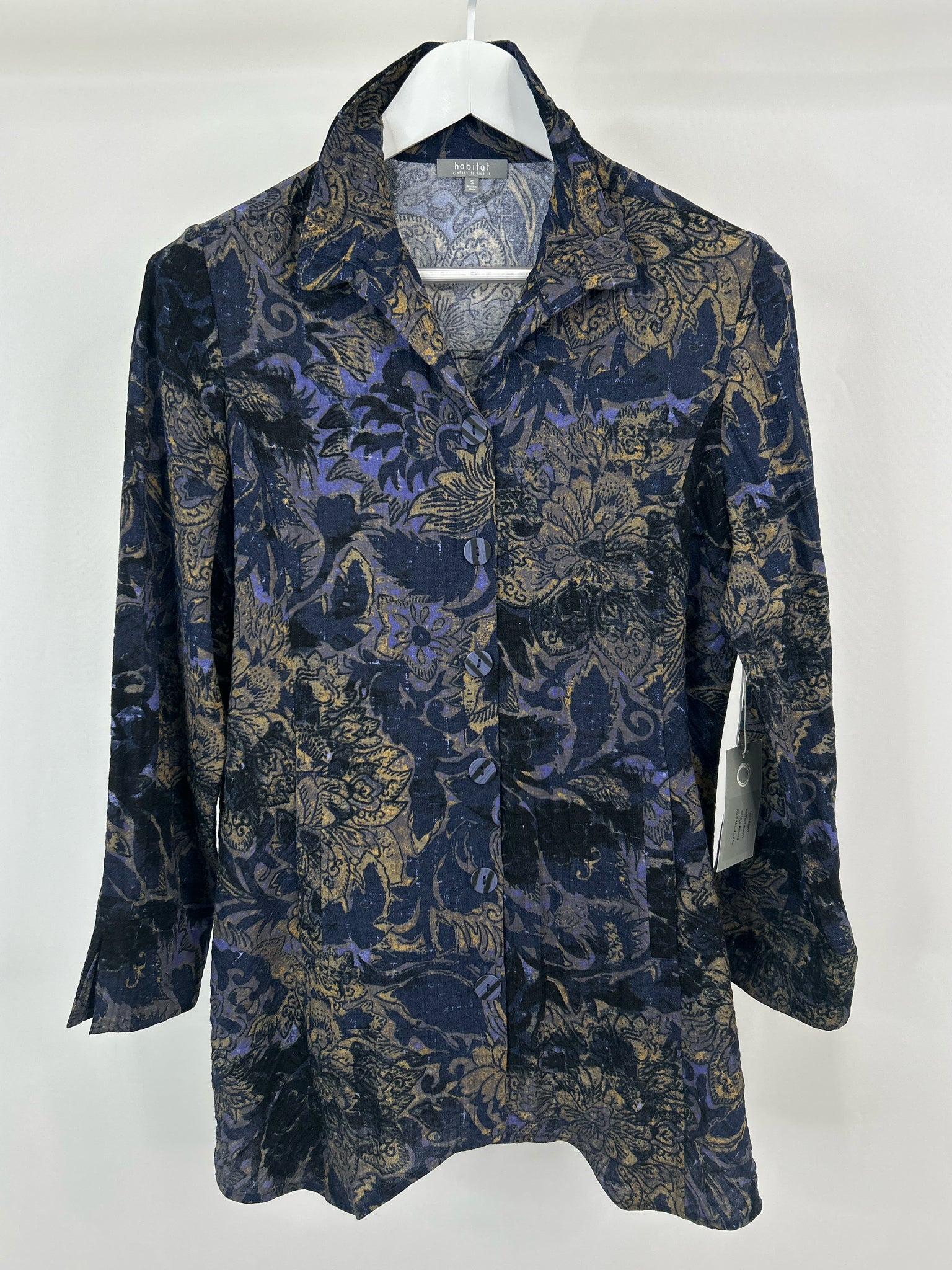 HABITAT Size S Blue Print Women Shirt NWT