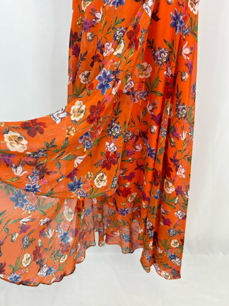 CALVIN KLEIN Size 6 Orange Floral Women's Dress NWT