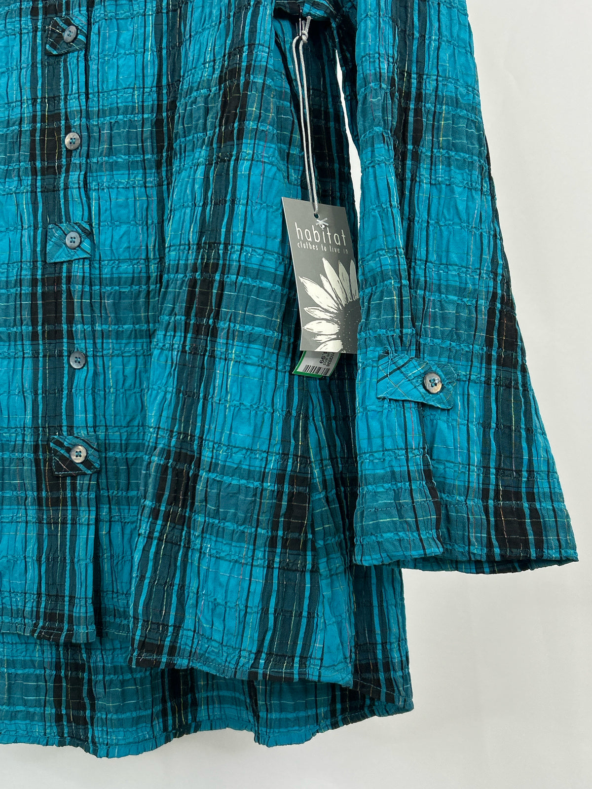 HABITAT Size S Teal and Black Women Shirt NWT
