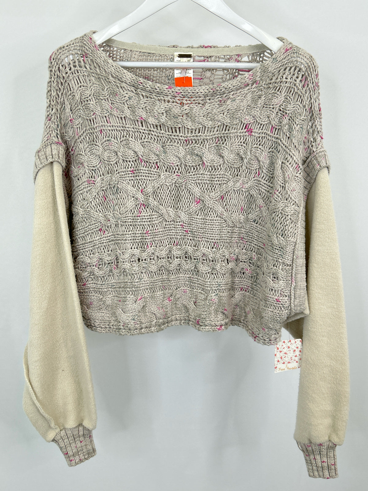 FREE PEOPLE Size XS GREY & PINK Women Sweater