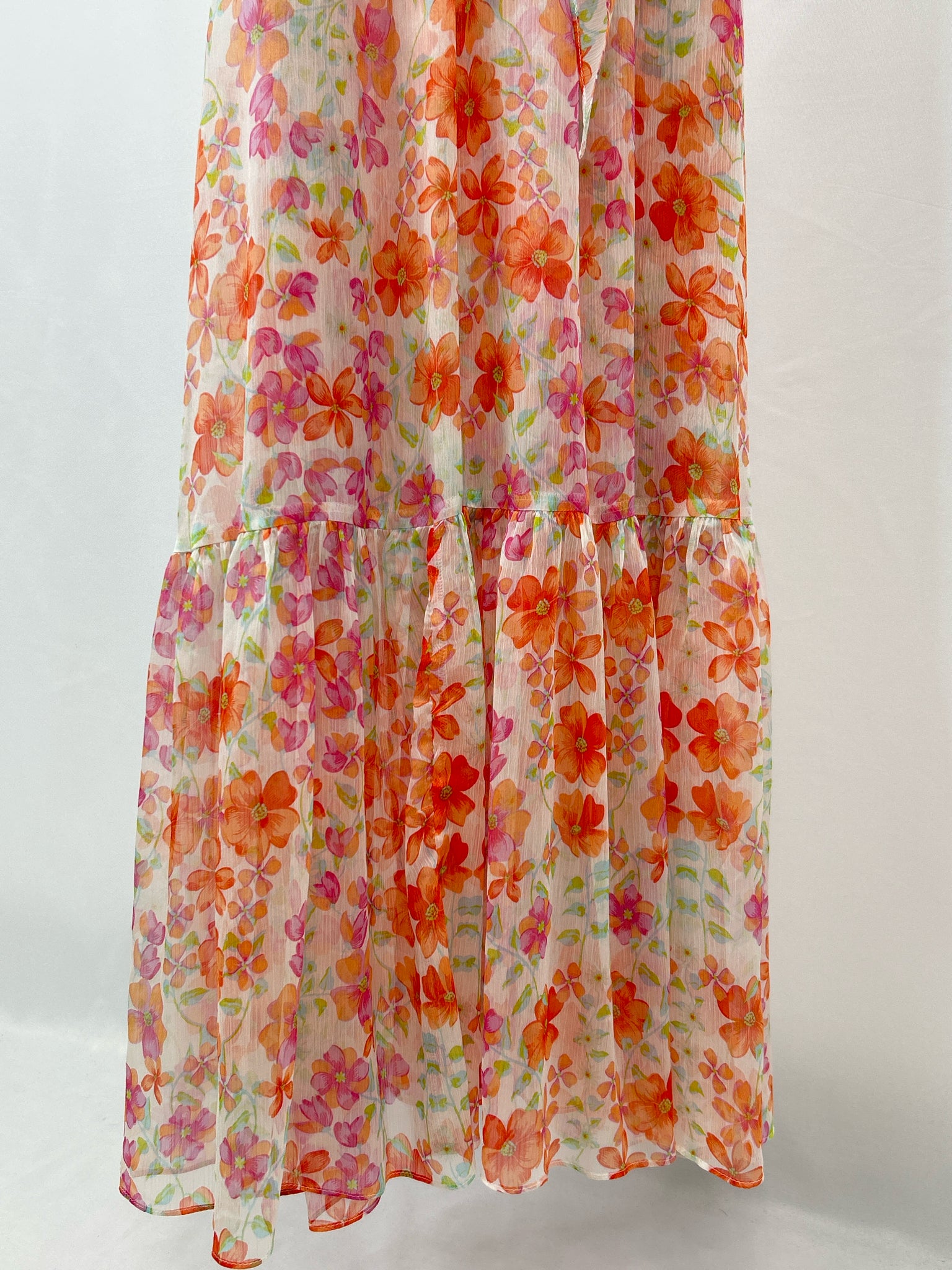 MISA Size XS Peach Floral Women Dress NWT