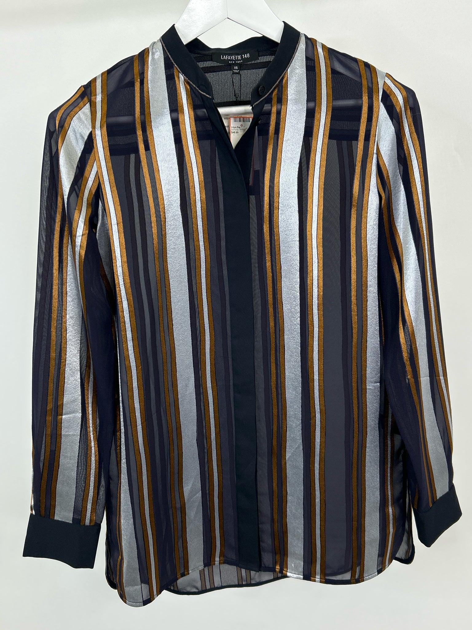 LAFAYETTE 148 Size S NAVY AND BROWN Women Shirt