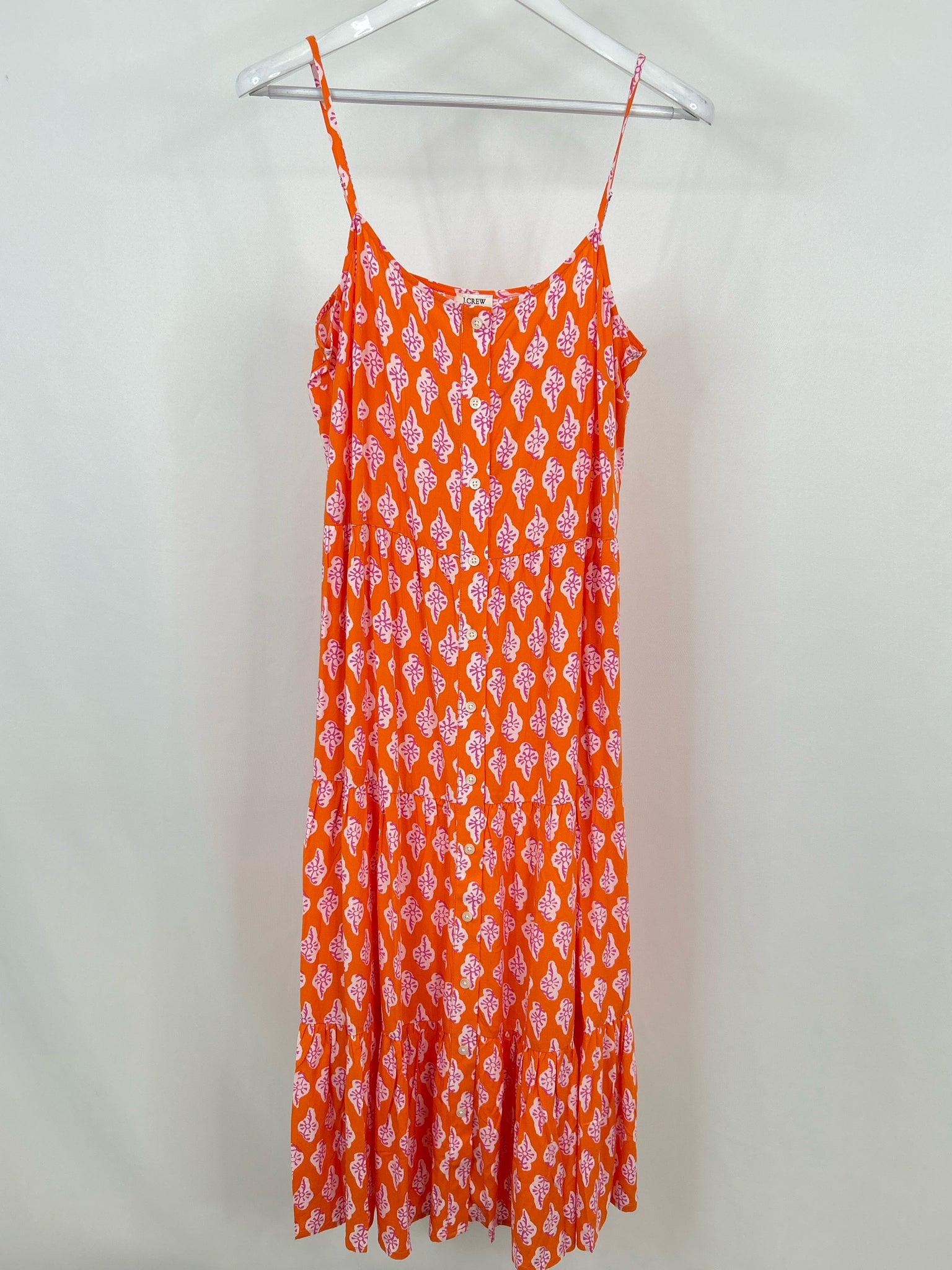 J. CREW Size 12 Orange Print Women Dress NWT