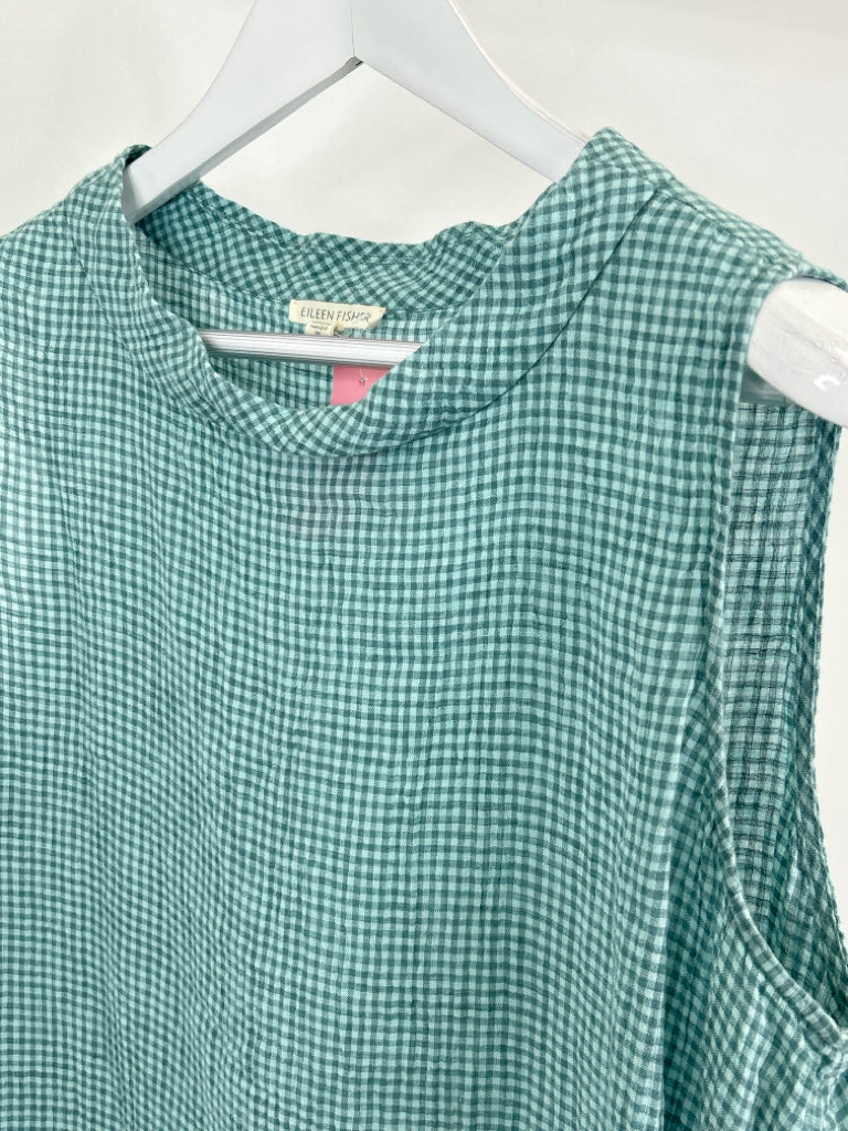 EILEEN FISHER Size XL Green Checkered Women's Top