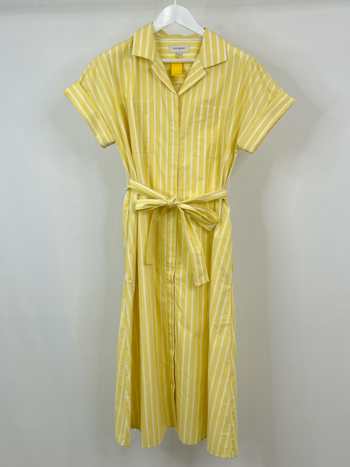 BANANA REPUBLIC Size M Yellow Striped Women Dress