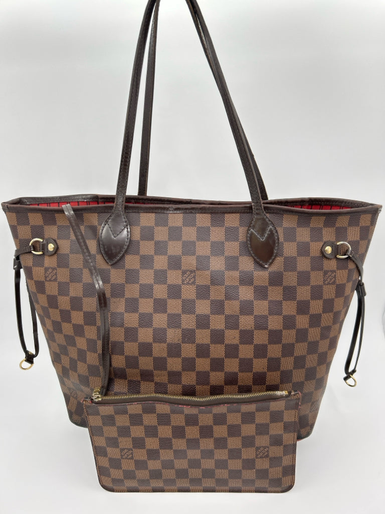 LOUIS VUITTON Damier MM Neverfull Damier Brown Print Women's Purse Tote