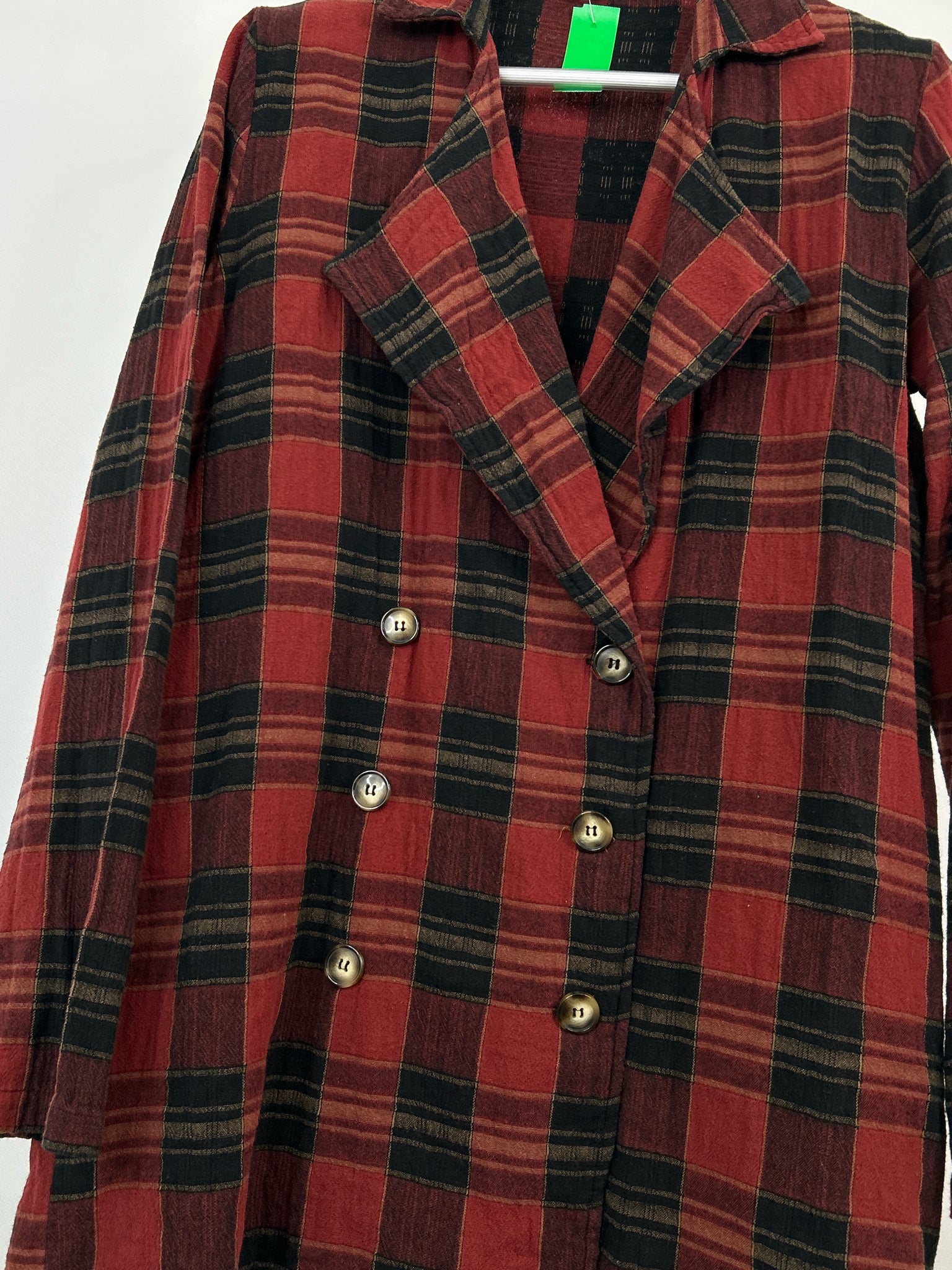 POL Size L Red Plaid Women Jacket