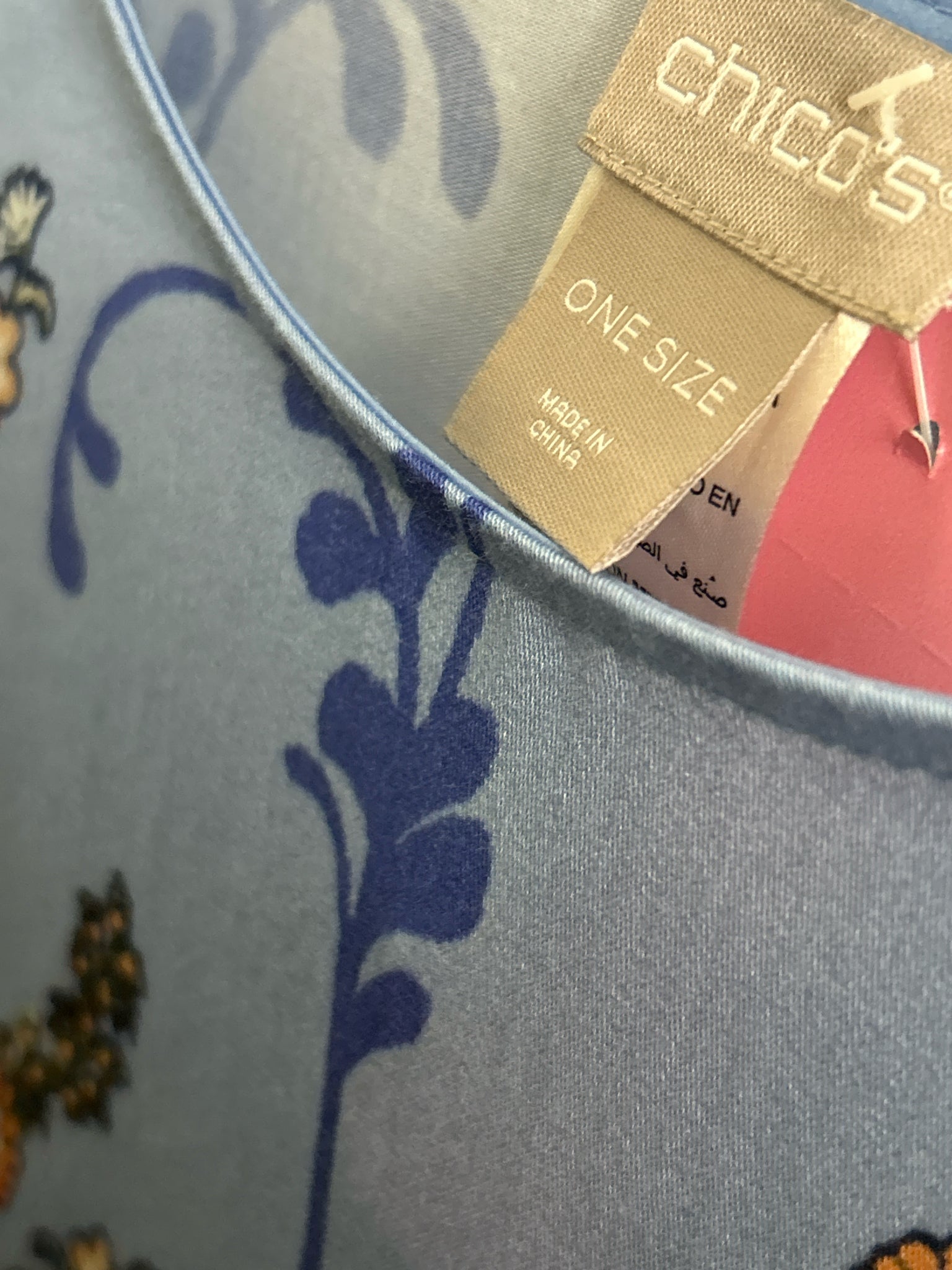 CHICO'S Size One Size Blue Print Women Poncho
