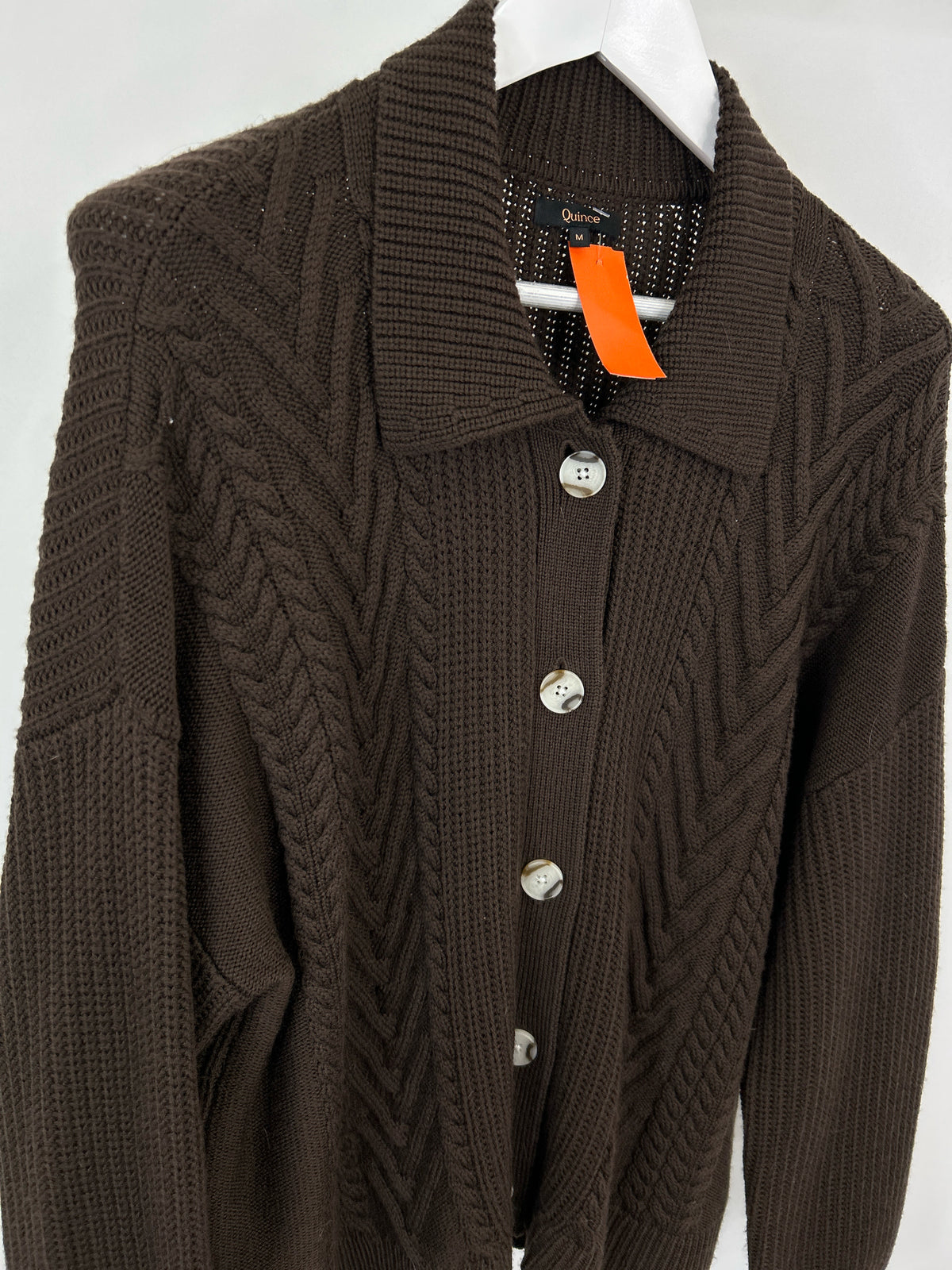QUINCE Size M Brown Women Cardigan