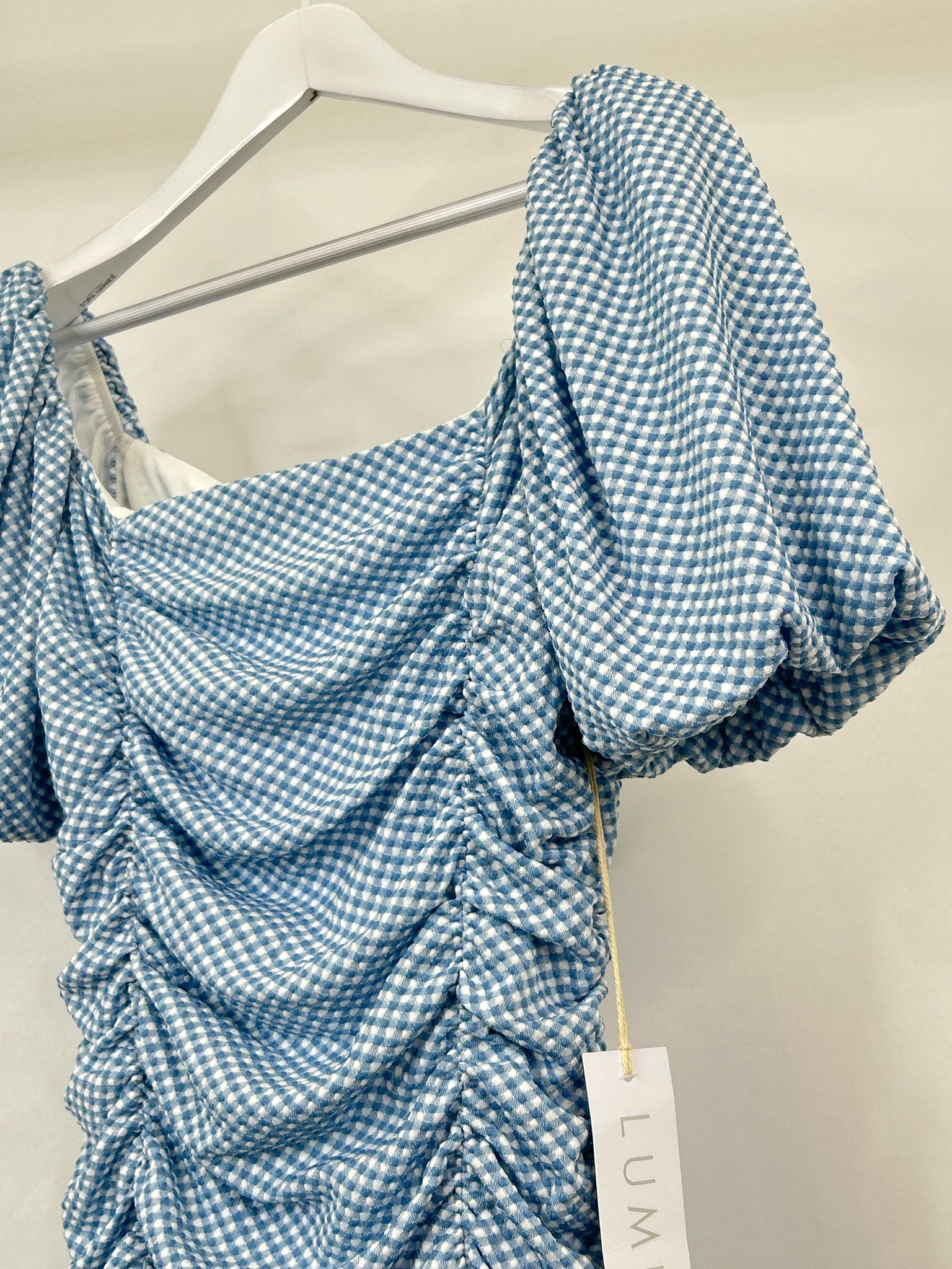 LUMIERE Size L Blue & White Women Dress NWT