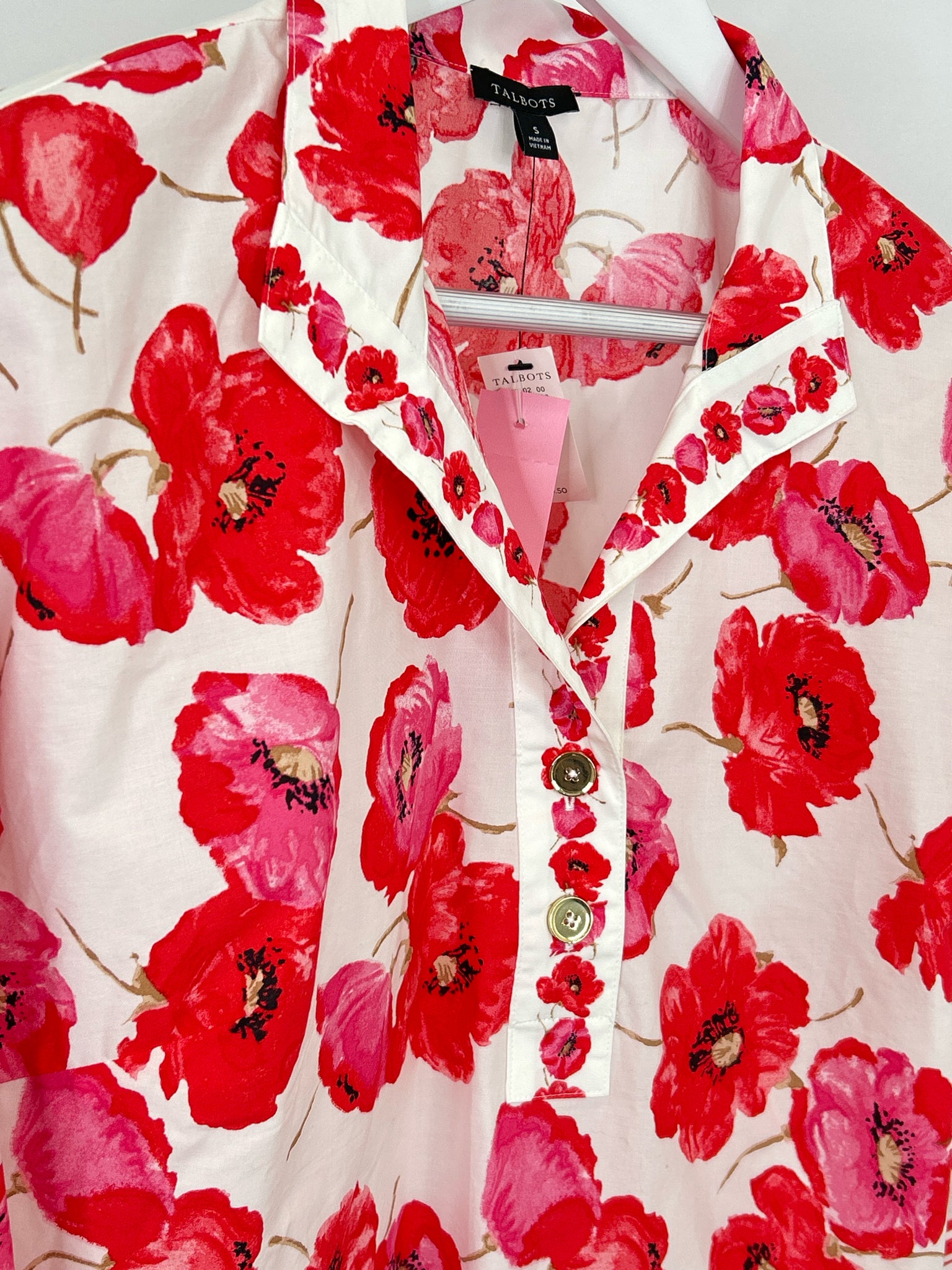 TALBOTS Size S Red and White Women Top NWT