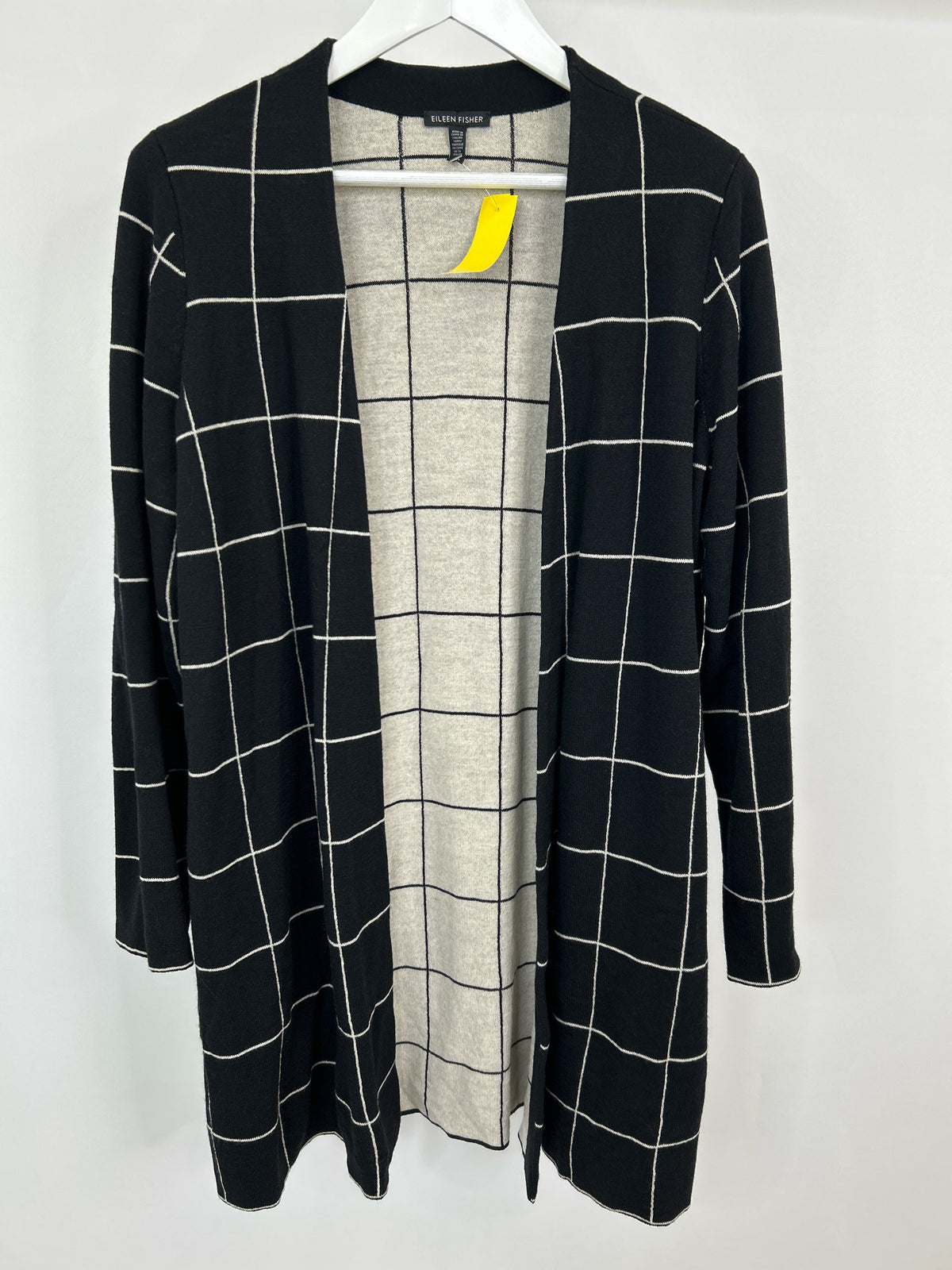 EILEEN FISHER Size L Black & White Women Cardigan
