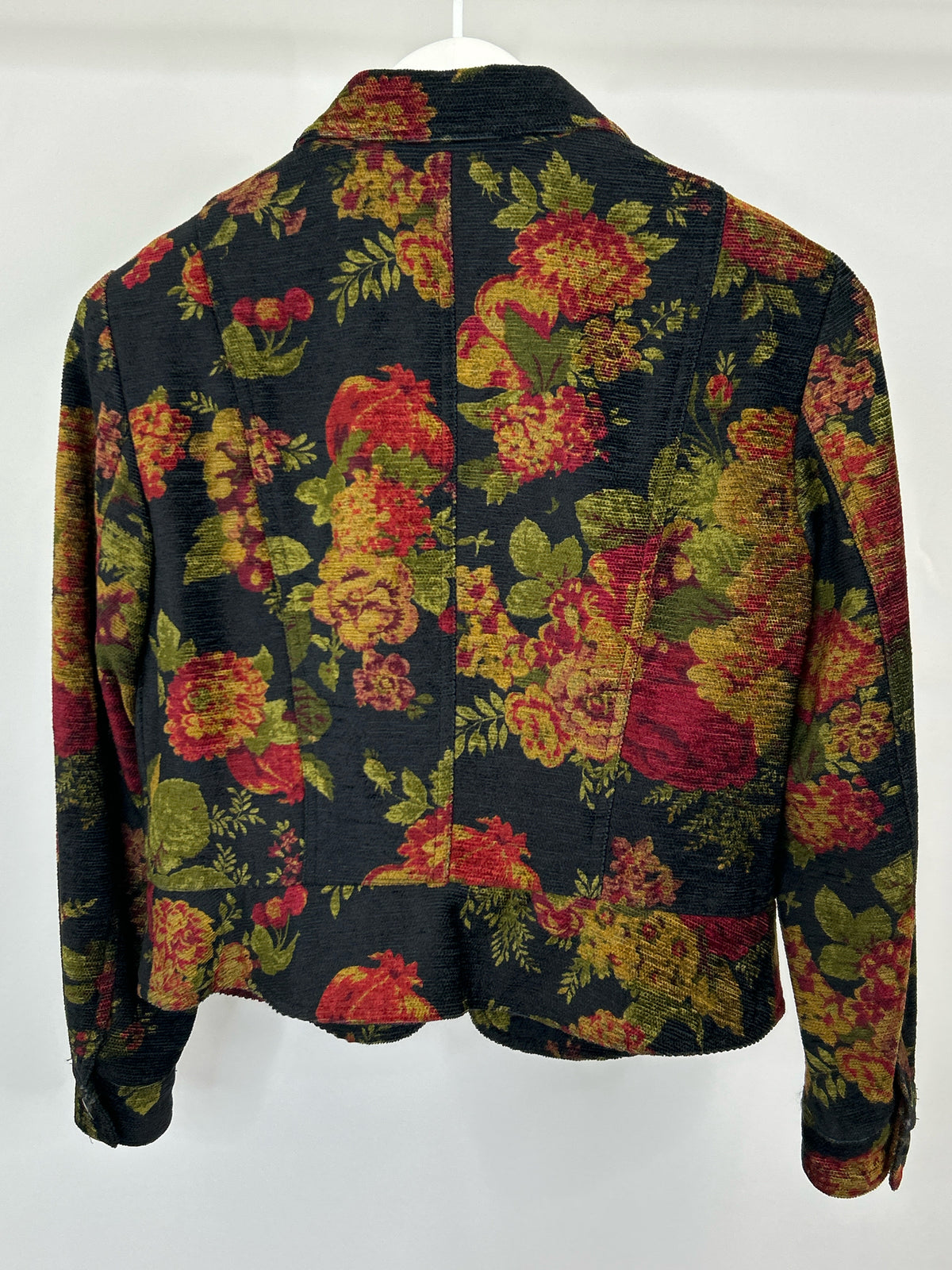 MAGGY LONDON Size 6 Black Floral Women Jacket