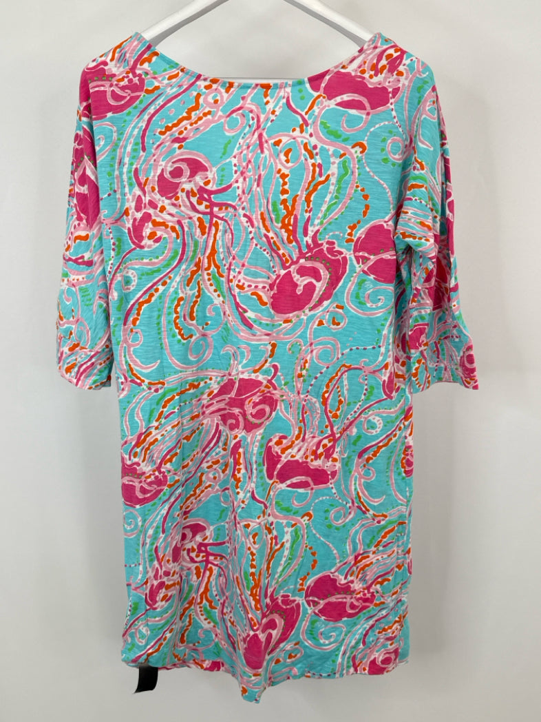 LILLY PULITZER Size L turquoise print Women Dress