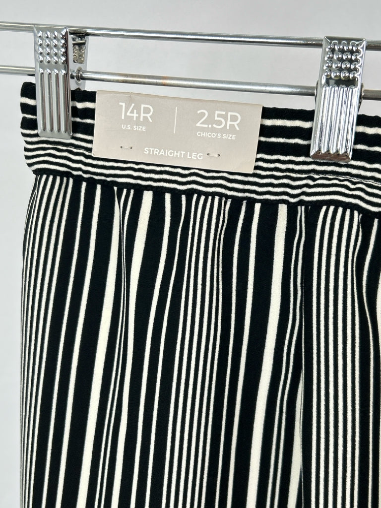 CHICO'S Size 14R Black Striped Women's Pants NWT
