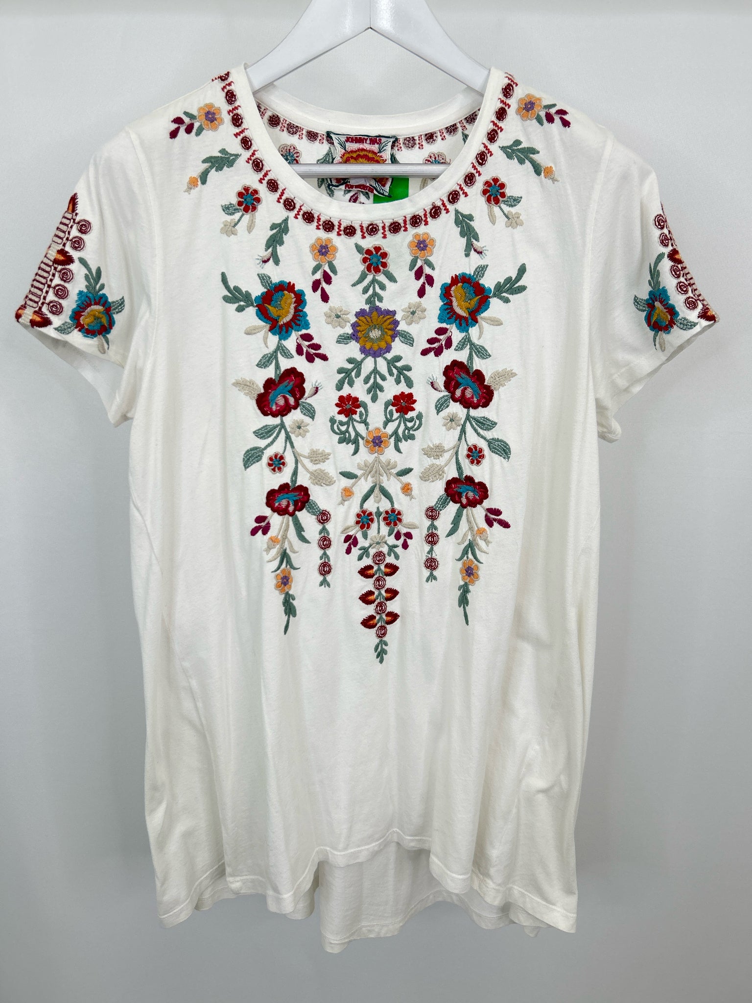 JOHNNY WAS Size L White Floral Women Tunic