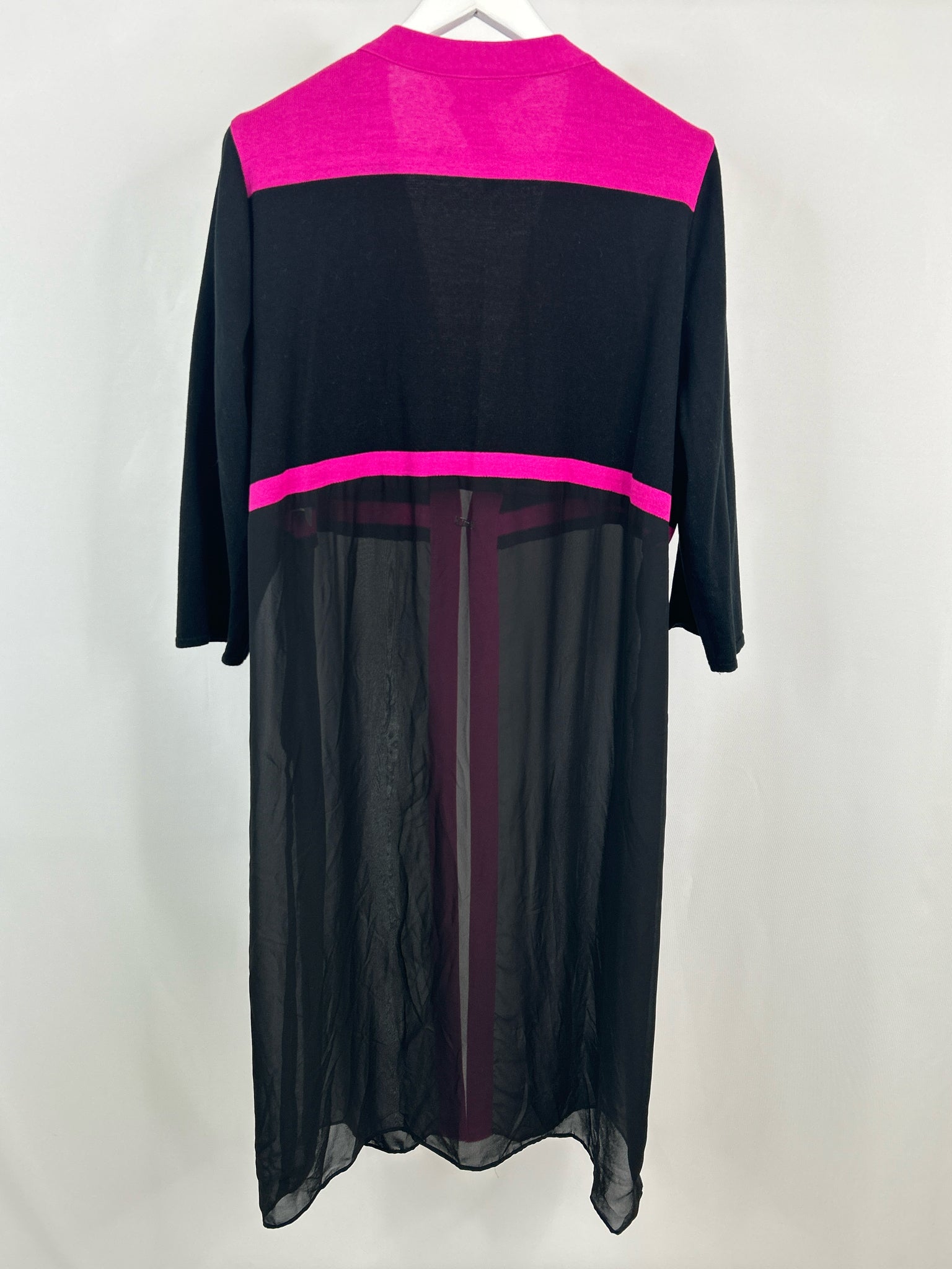 MING WANG Size XL BLACK AND PINK Women Cardigan