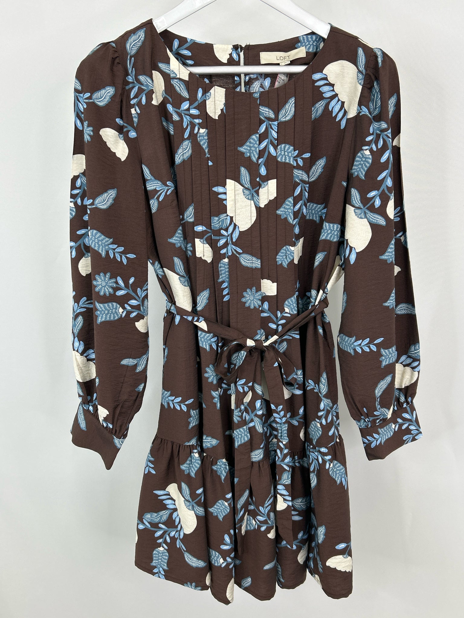 loft blue floral dress LOFT Size L Brown floral Women Dress
