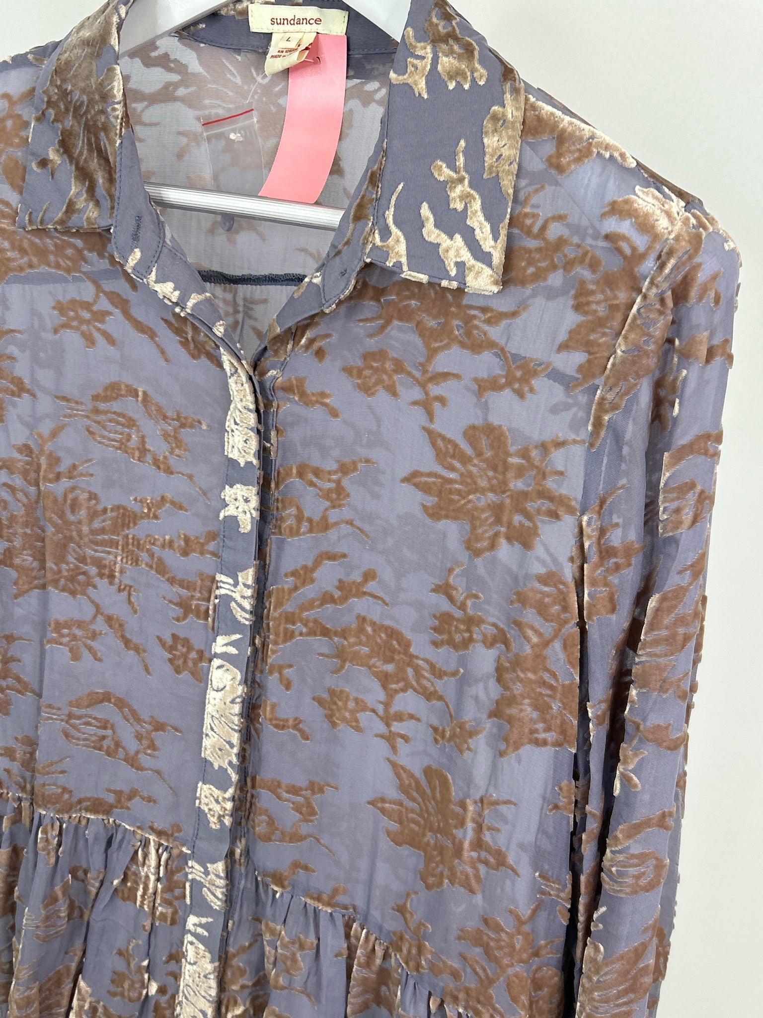 SUNDANCE Size L Purple Print Women Blouse