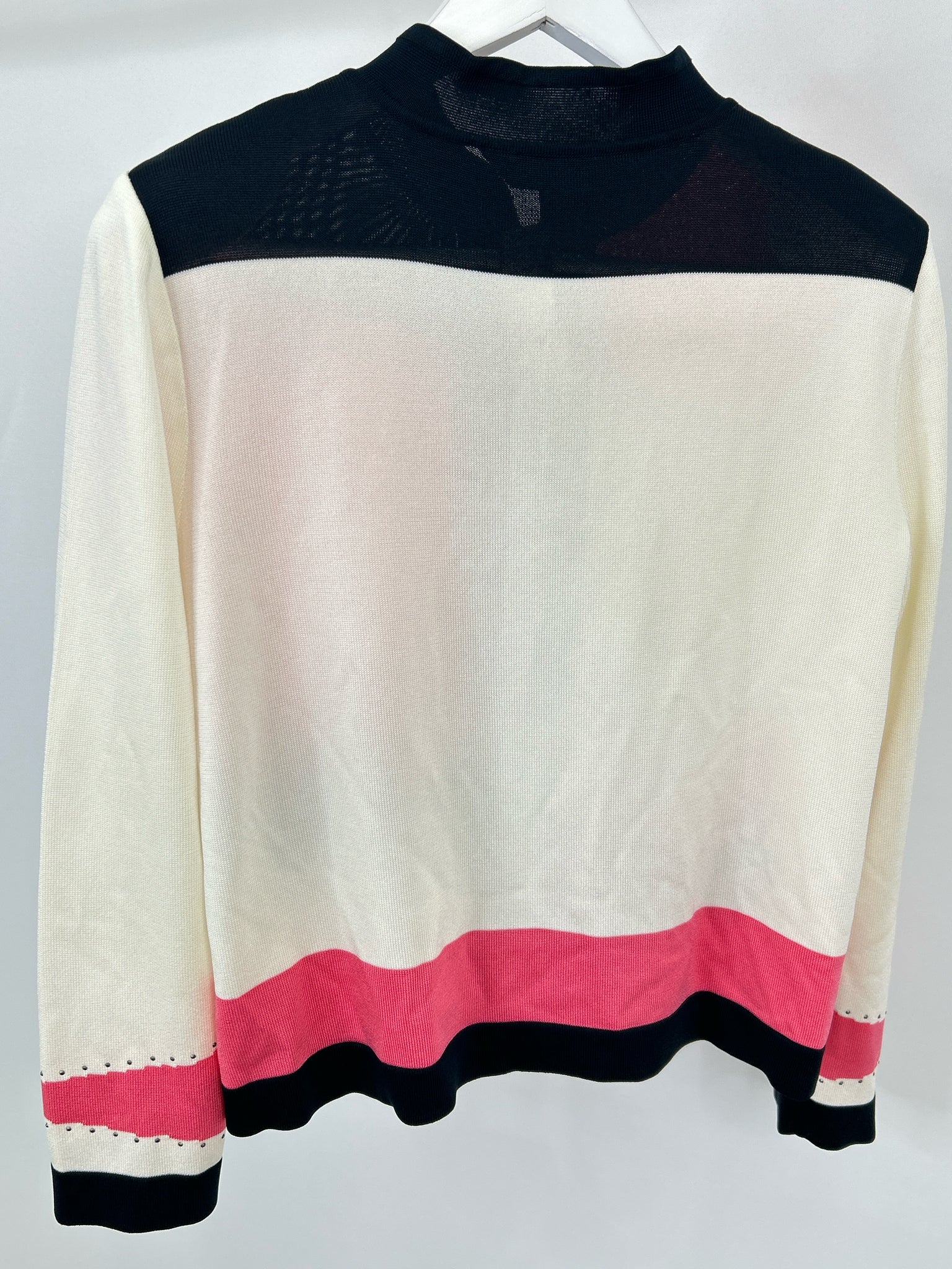 MING WANG Size L White Print Women Cardigan