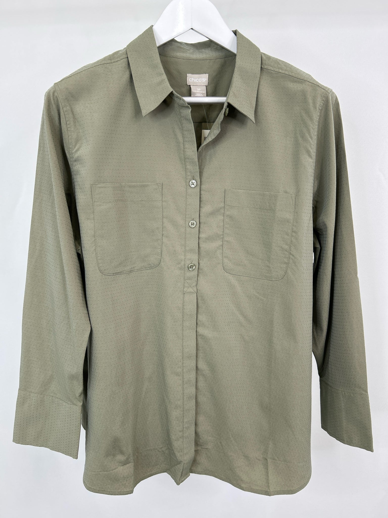 CHICO'S Size 16/18P Green Women Shirt NWT