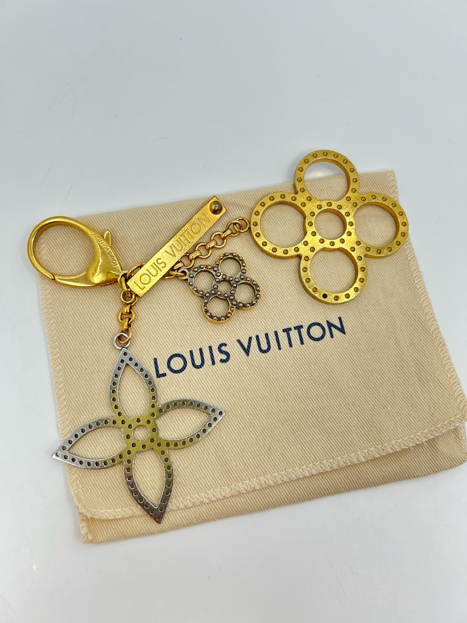 LOUIS VUITTON Gold & Silver Key Chain
