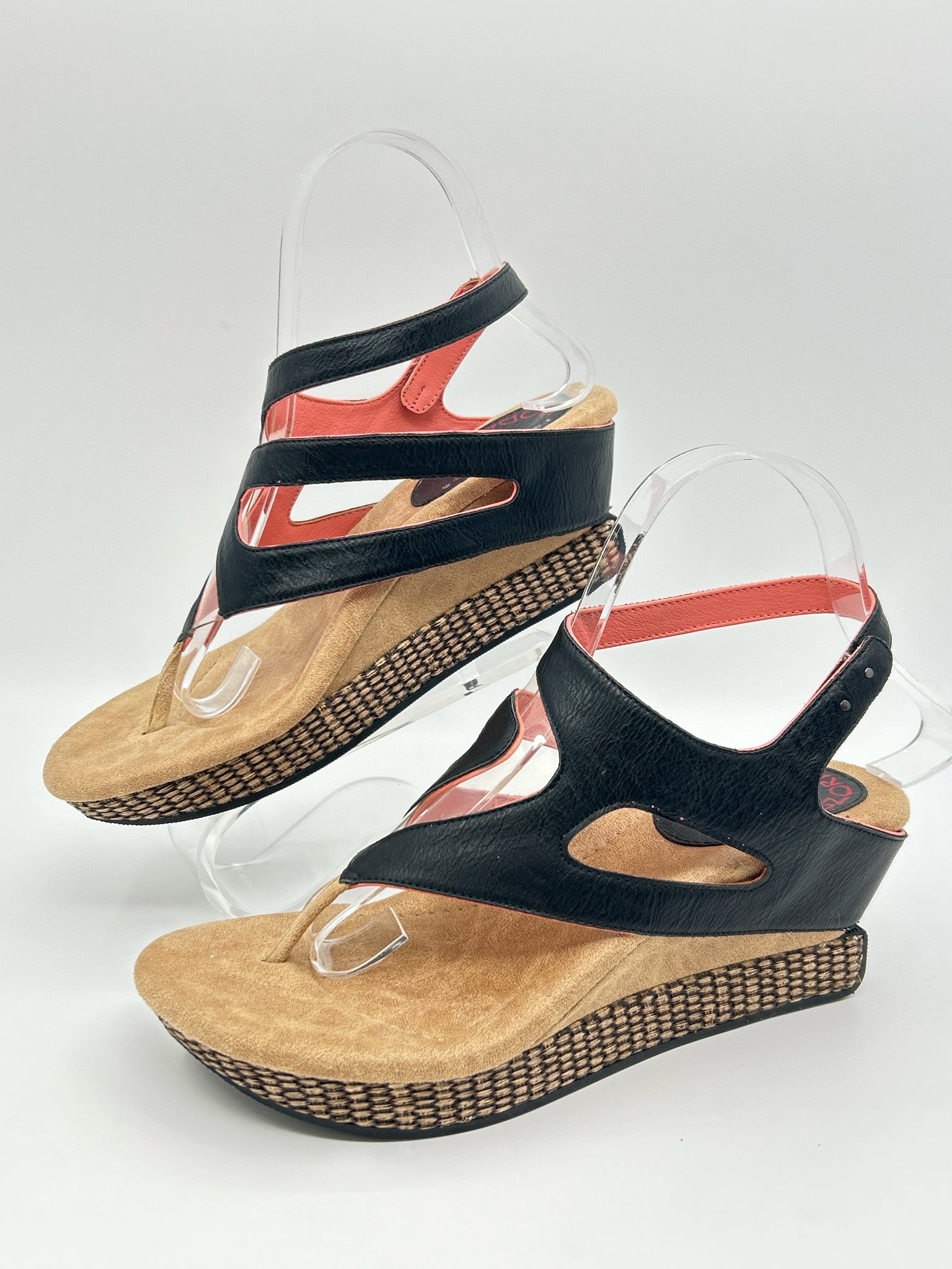 Modzori Size 8 CORAL AND BLACK Women Sandal