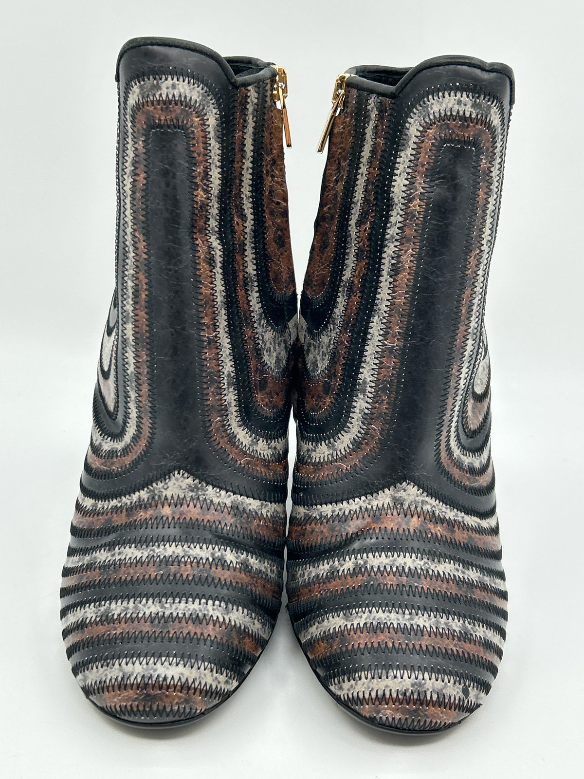 SALVATORE FERRAGAMO Size 6 BROWN & BLACK Women Booties