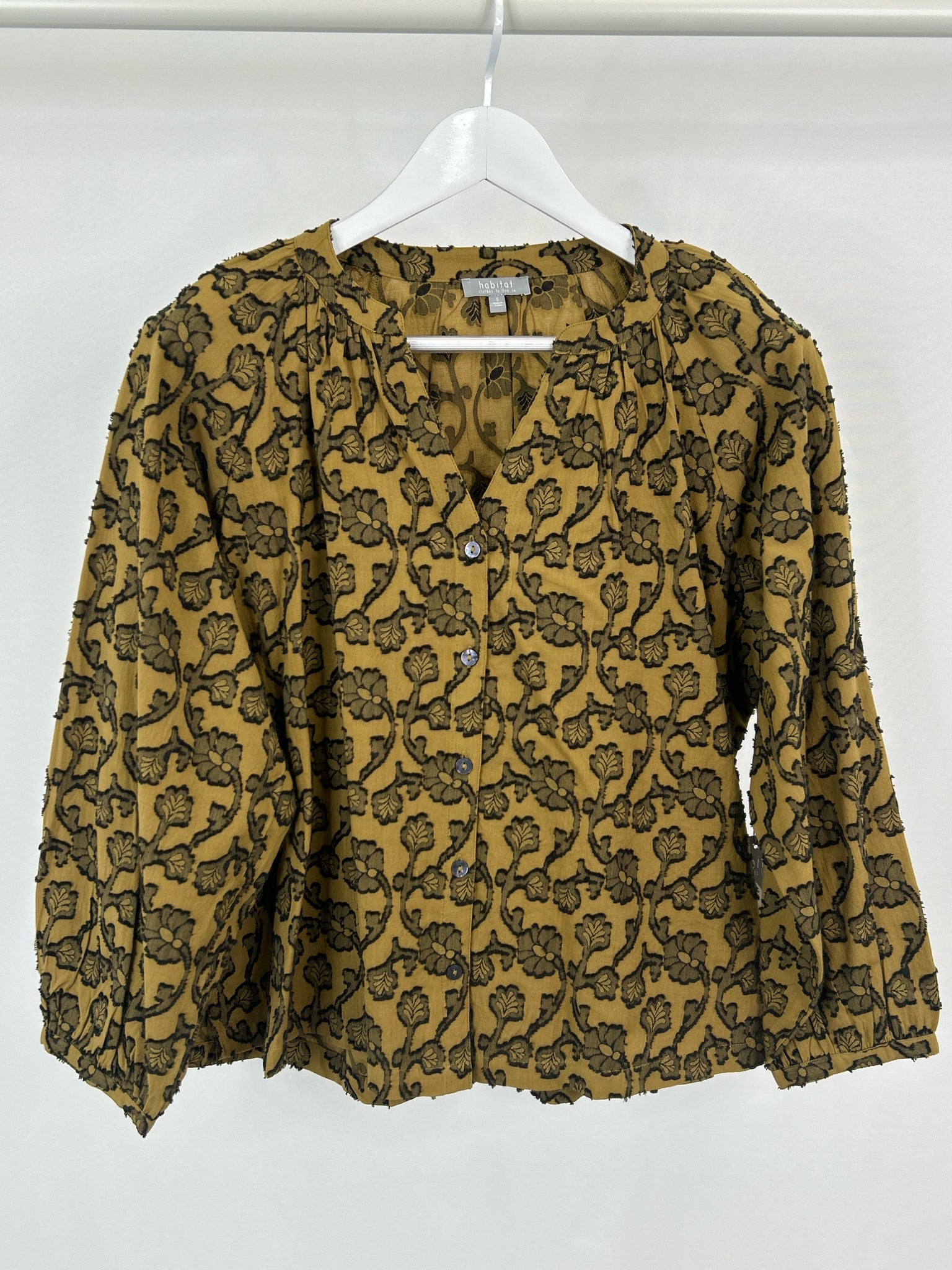 HABITAT Size S MUSTARD FLORAL Women Blouse