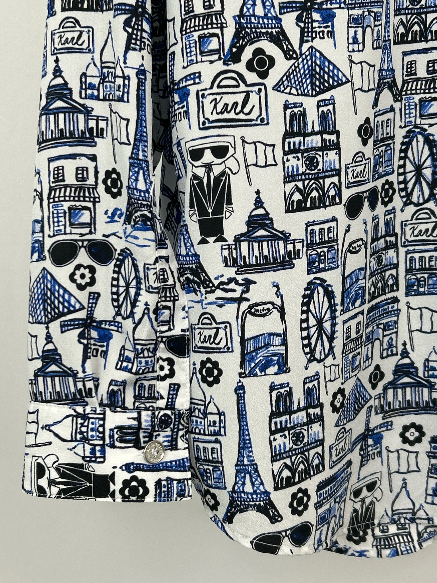 KARL LAGERFELD Size L WHITE AND BLUE Women Shirt