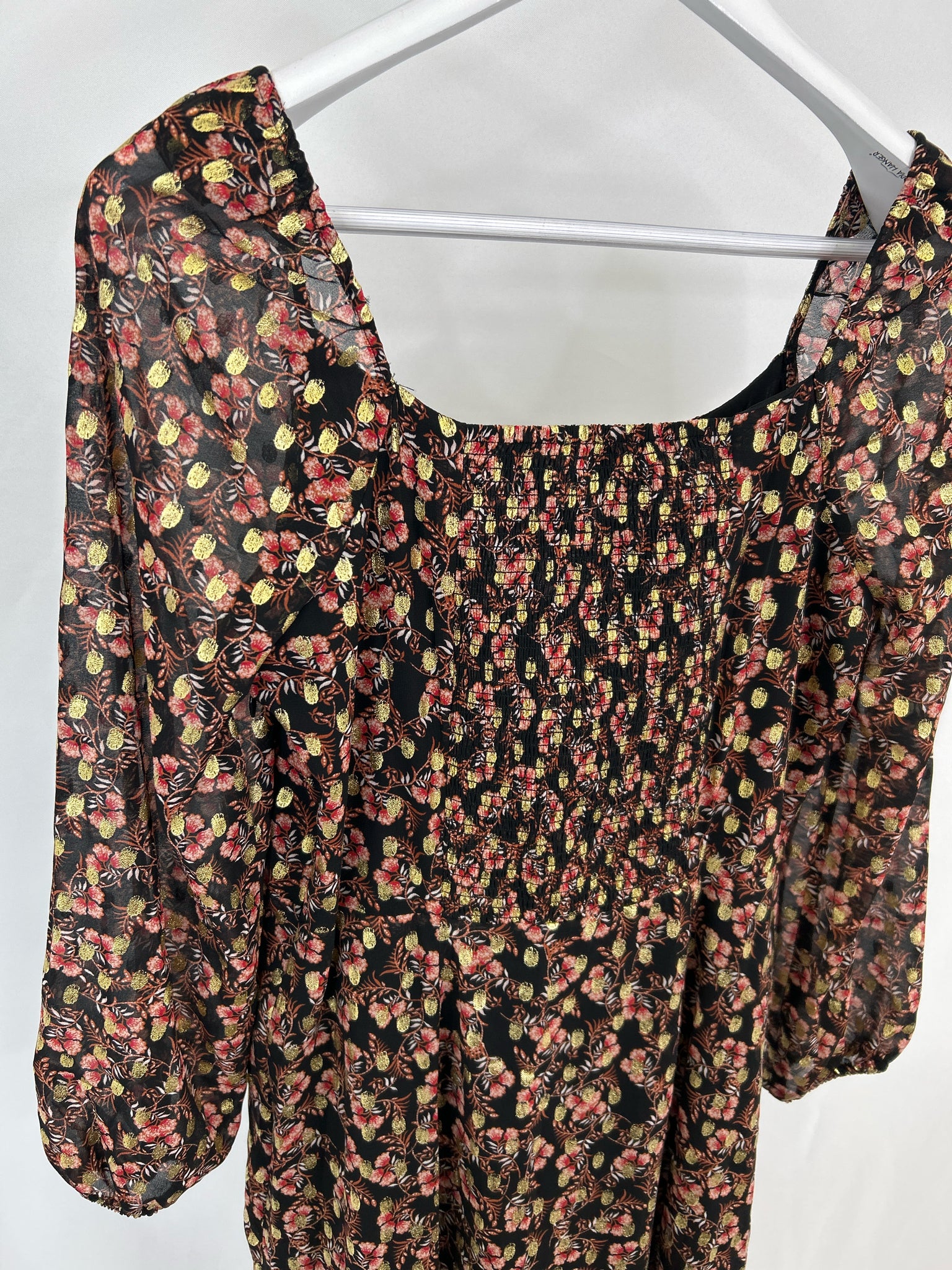 LOFT Size 6 Black Print Women Dress