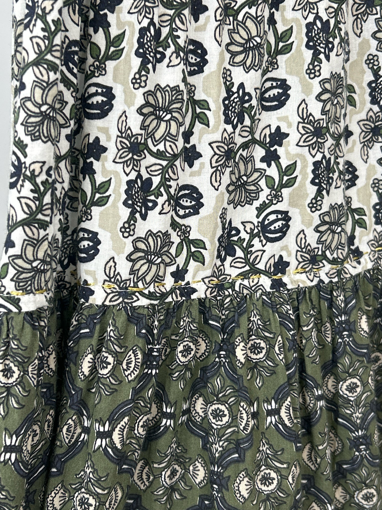 CHELSEA & THEODORE Size 1X/1T Olive Green Print Women Dress