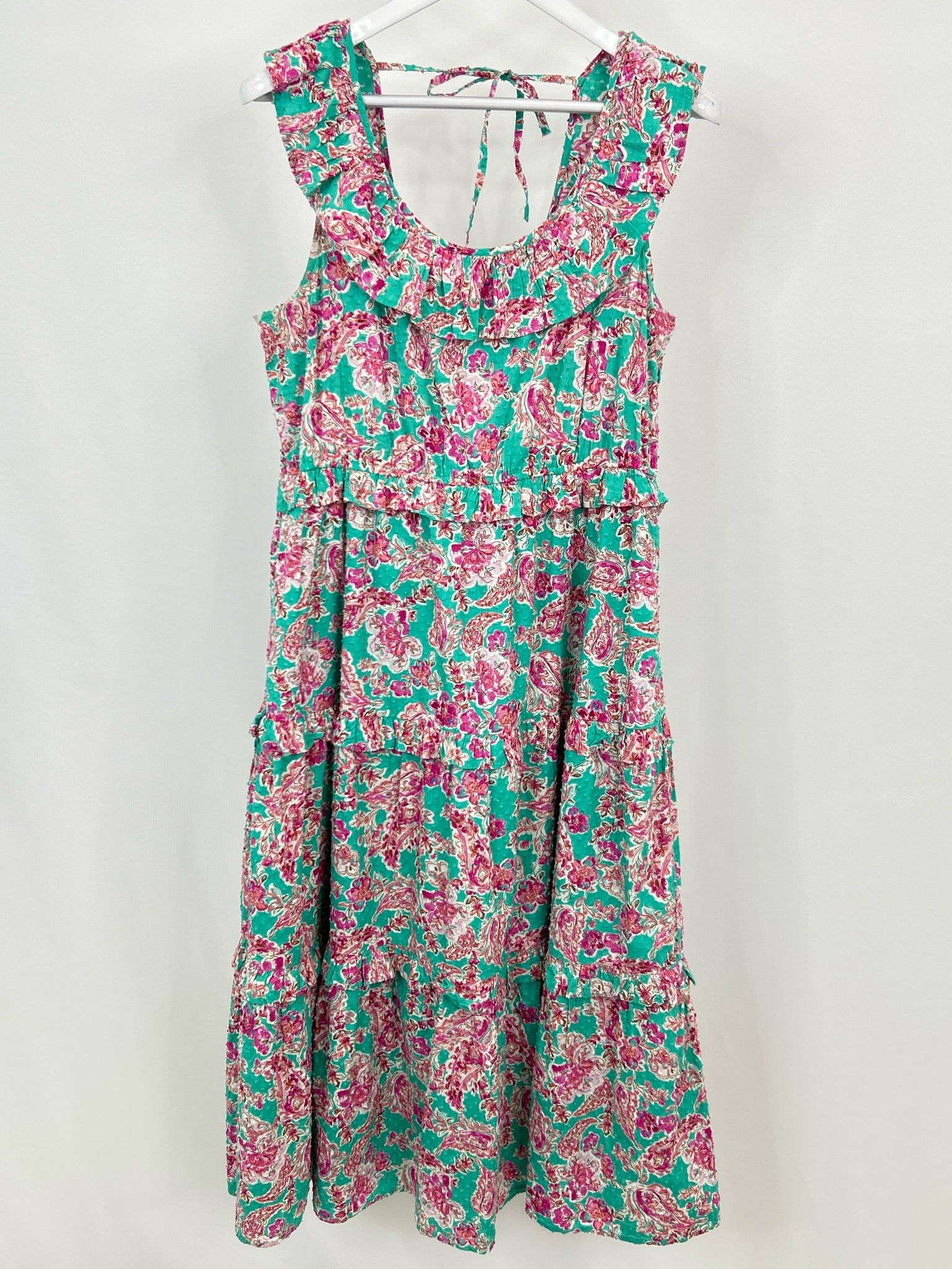 J. CREW Size 14 Aqua Green Print Women Dress