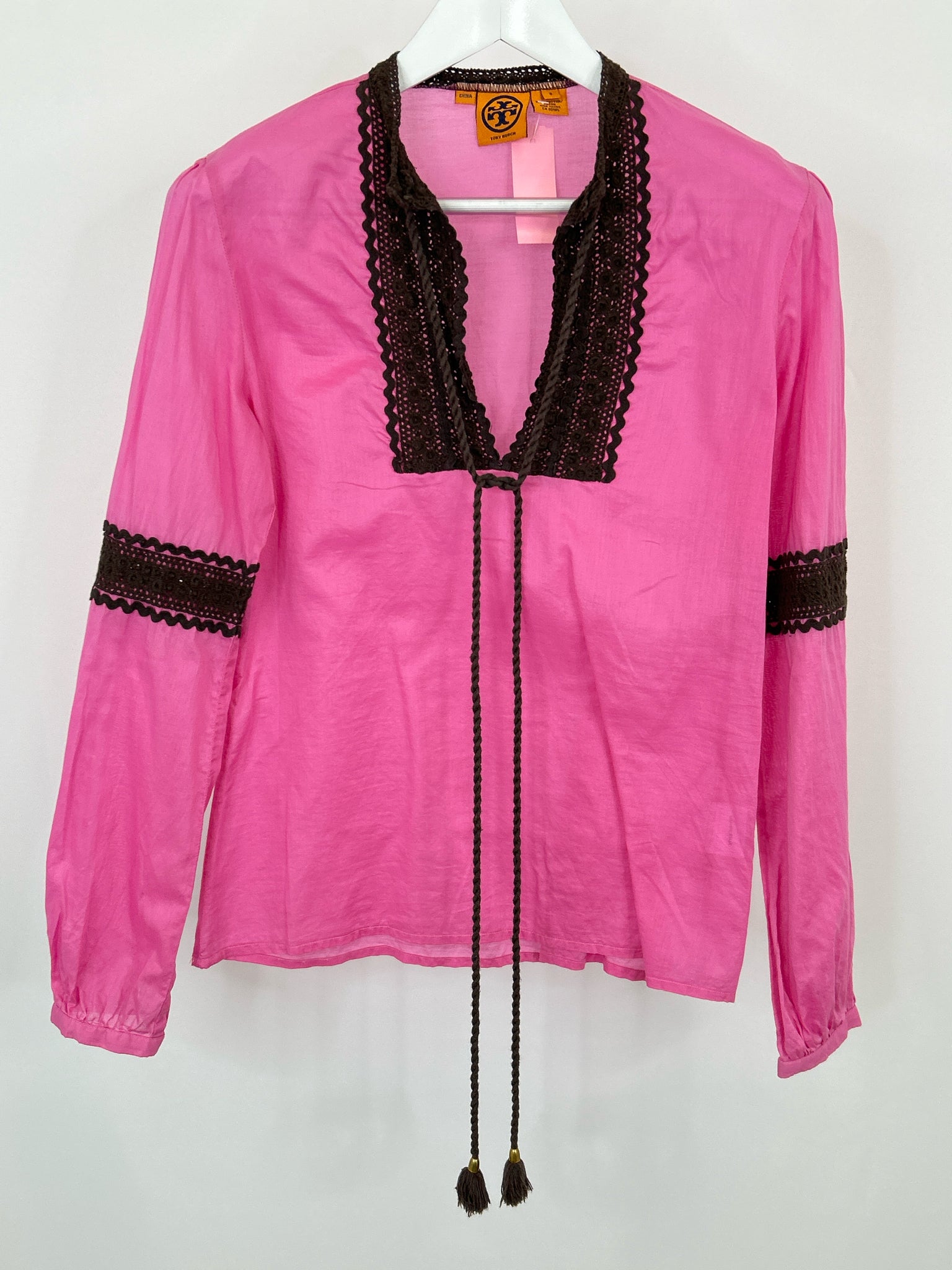 TORY BURCH Size 8 Pink and Brown Women Top