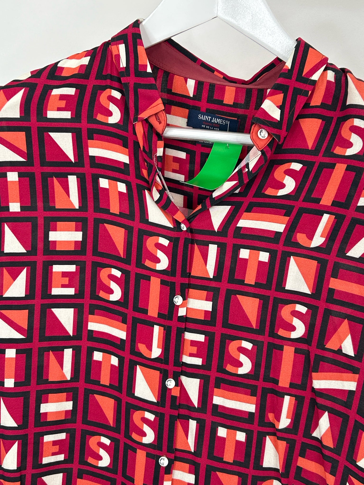 Saint James Size 40/8 Red Print Women's Shirt