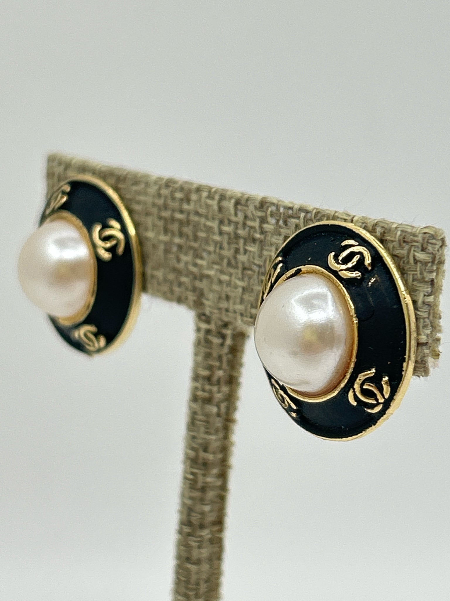 CHANEL Black & Cream Earrings
