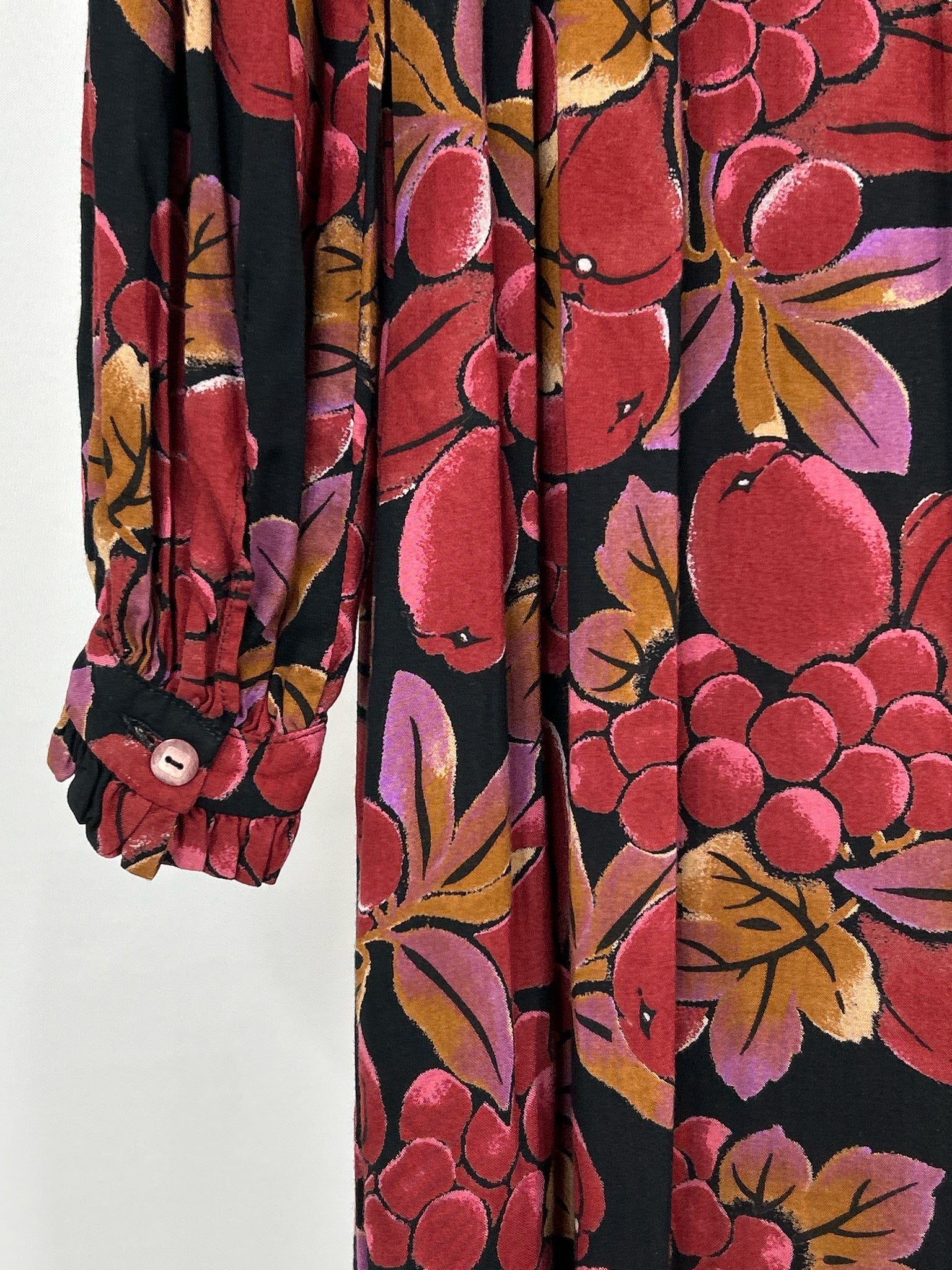 JEAN LEDUC MADE IN FRANCE Size S/M Black Floral Women Dress