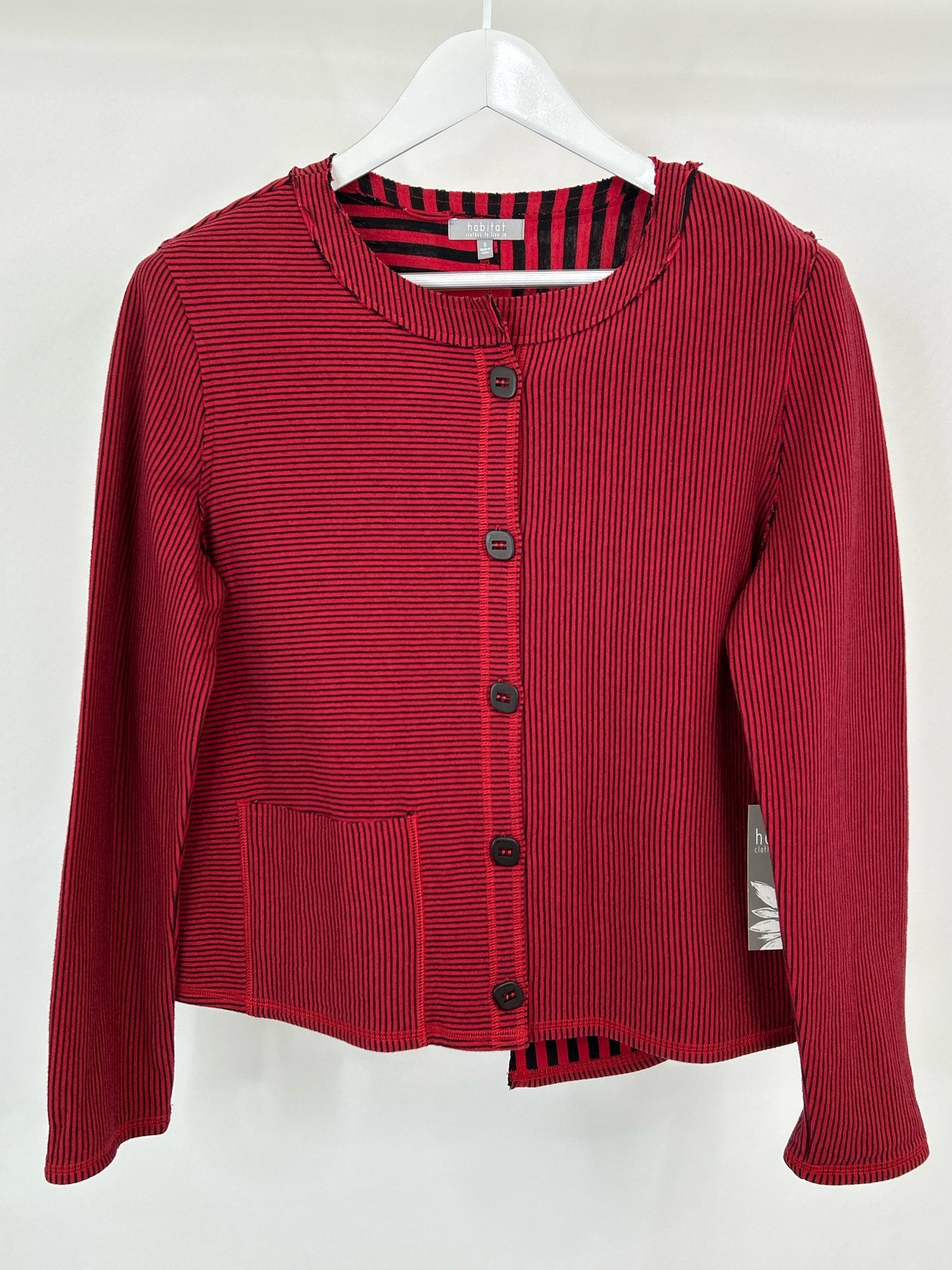 HABITAT Size S Red and Black Women Cardigan NWT