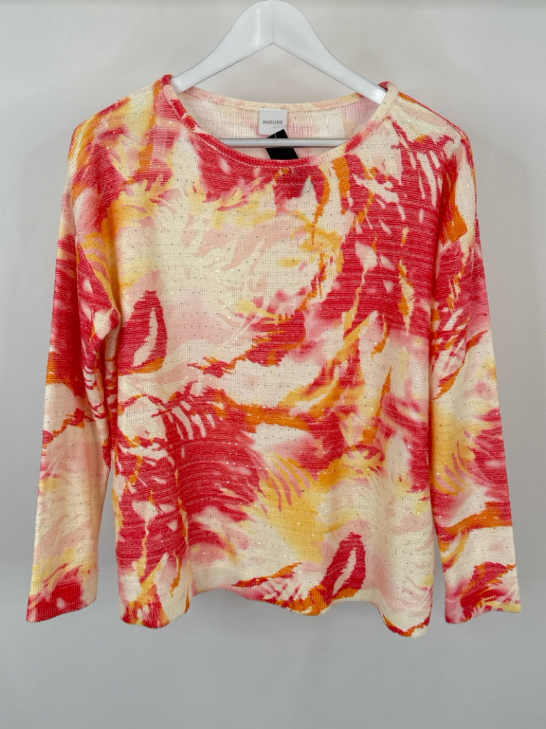MADELEINE Size 14/16 Coral Print Women Sweater
